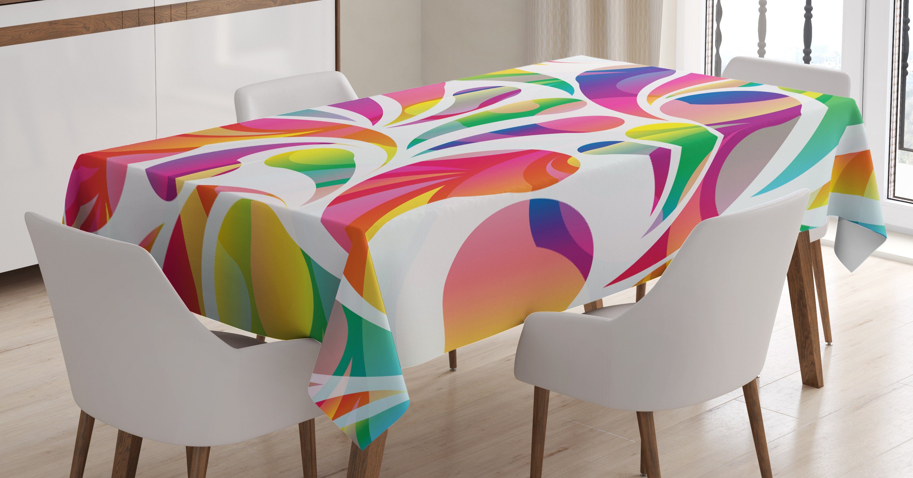 Abakuhaus Tischdecke Farbfest Waschbar Für den Außen Bereich geeignet Klare Farben, Bunt Abstrakt Arc-Drop