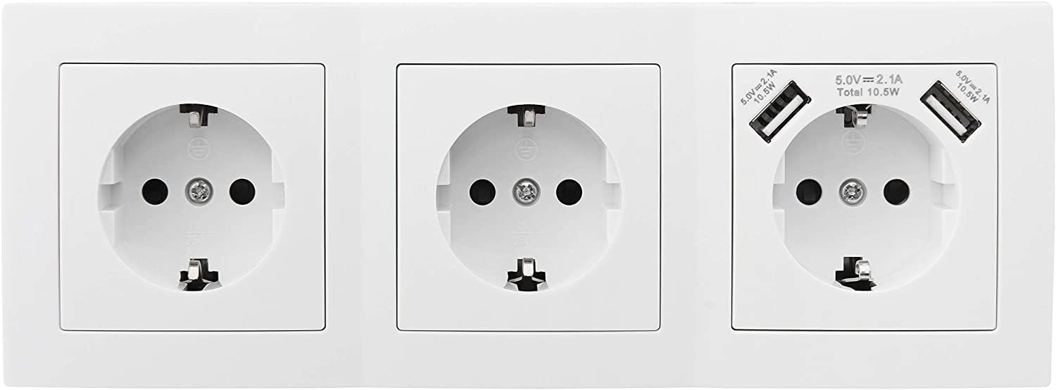 McPower MC POWER - Steckdosenblock Unterbausteckdosen Flair 3-Fach Schutzkonta Mehrfachsteckdose