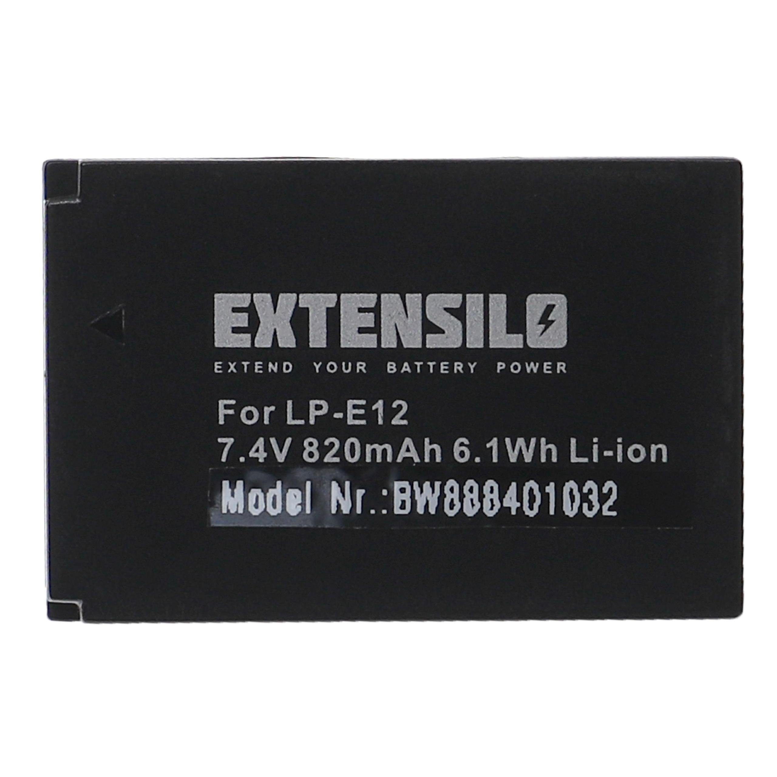 Extensilo kompatibel mit Canon EOS-M, EOS-M50, EOS-M2, EOS-M100, EOS-M10 Kamera-Akku Li-Ion 820 mAh (7,4 V)