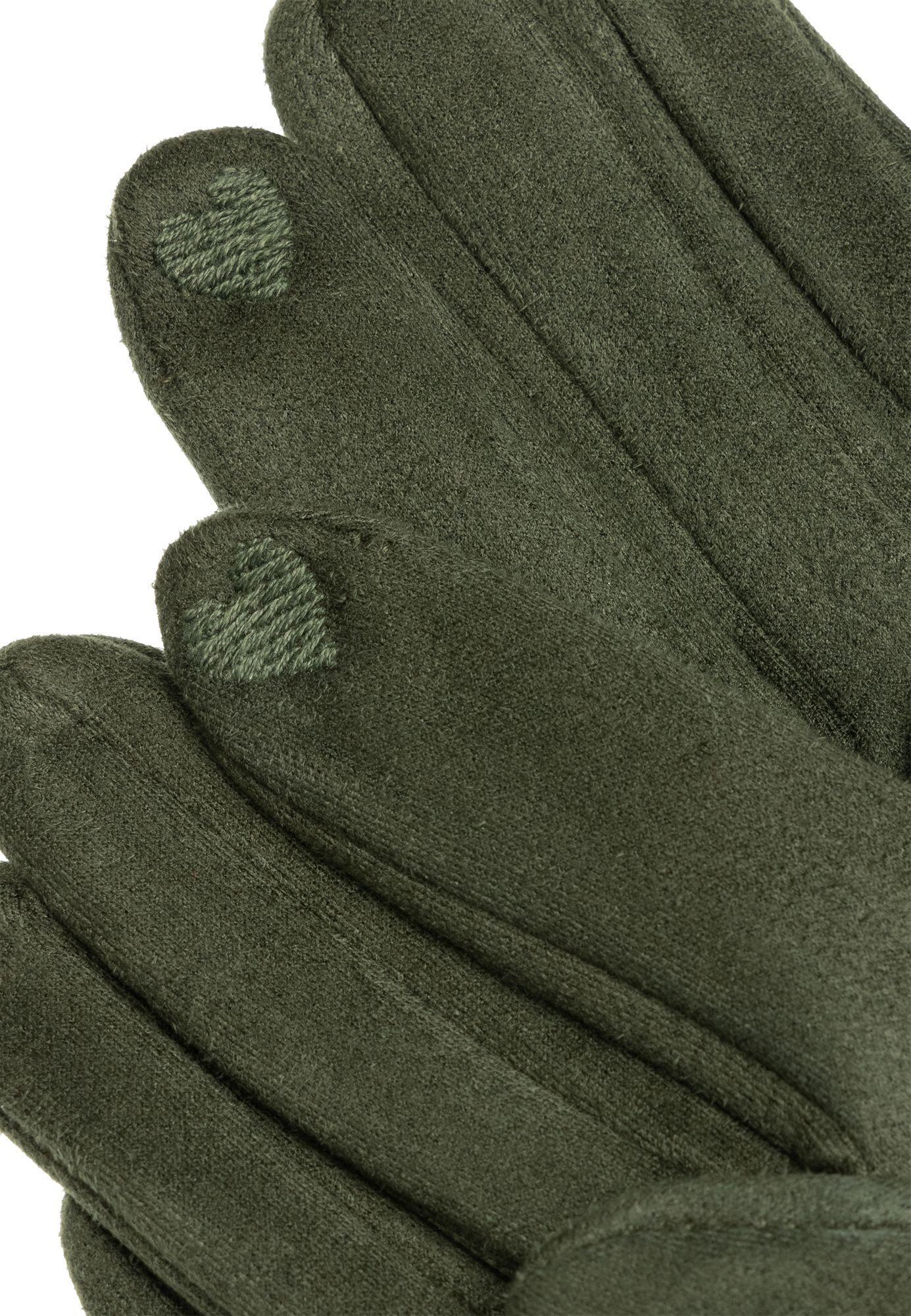 Winter oliv GLV013 Handschuhe Caspar uni elegante grün Strickhandschuhe klassisch Damen