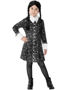 Metamorph Kostüm Wednesday Addams Totenkopf Kleid für Kinder, Lizenziertes Kleid für Kinder zur Wednesday-Serie auf Netflix