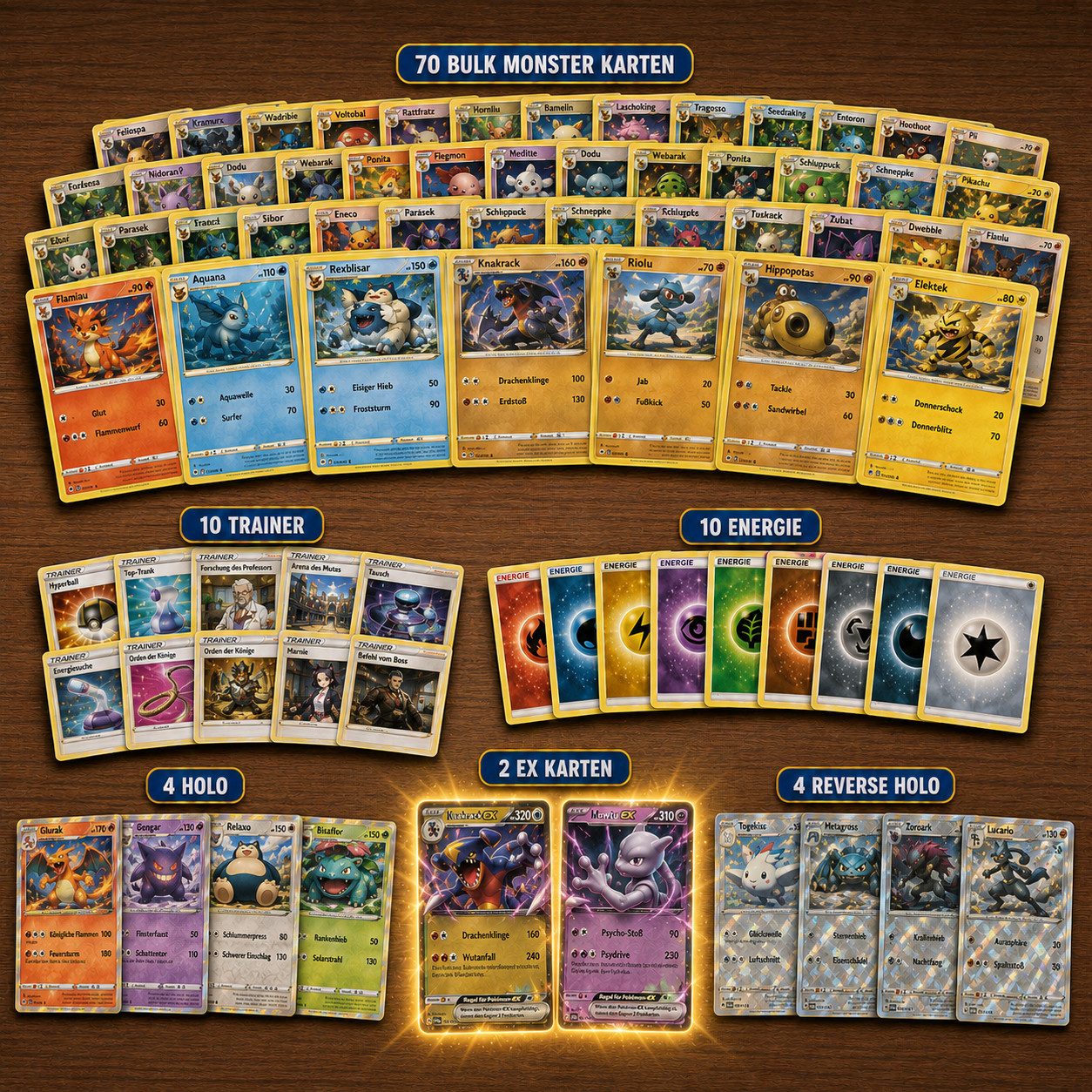 The Pokémon Company Sammelkarte Pokémon Karten Set Deutsch – 50/100/200/500 Karten inkl. Holo & EX Mix