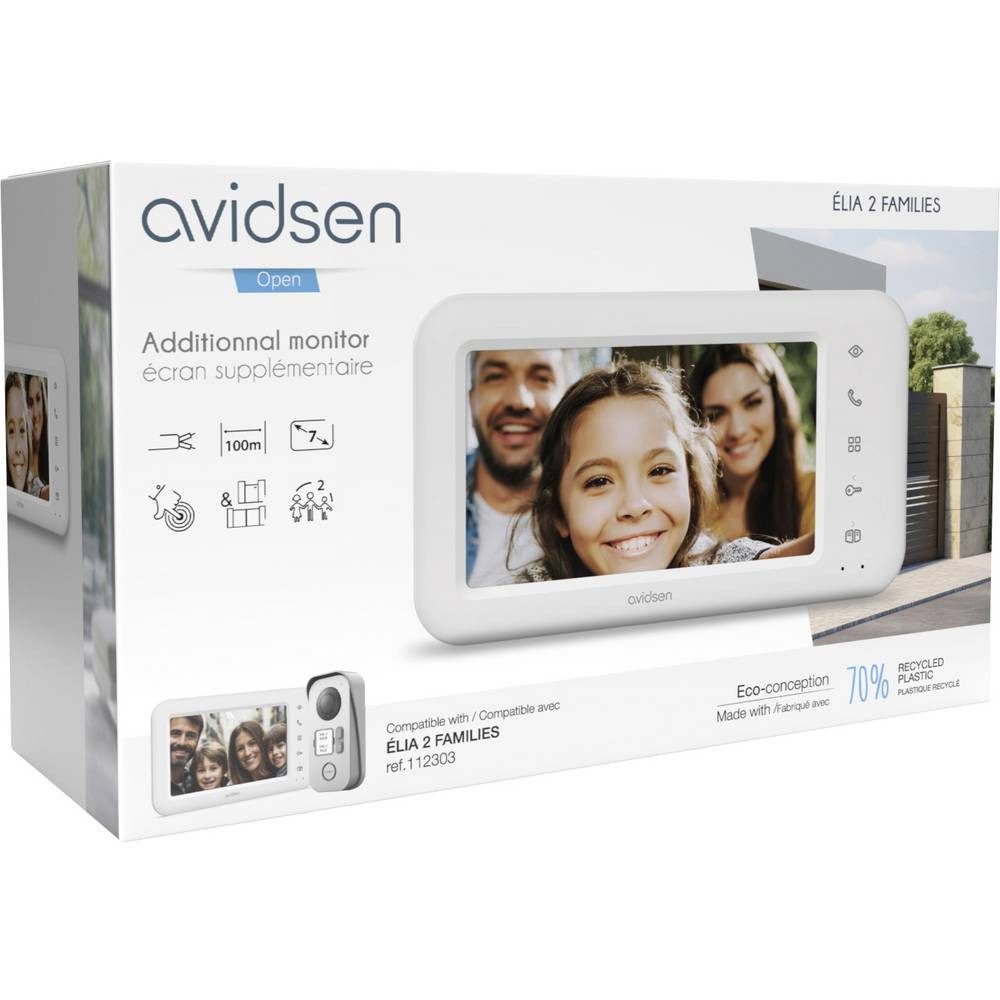 Avidsen Video-Türsprechanlage Zweifamilien-Set Kabelgebunden Zusatz-Monitor Weiß 112304