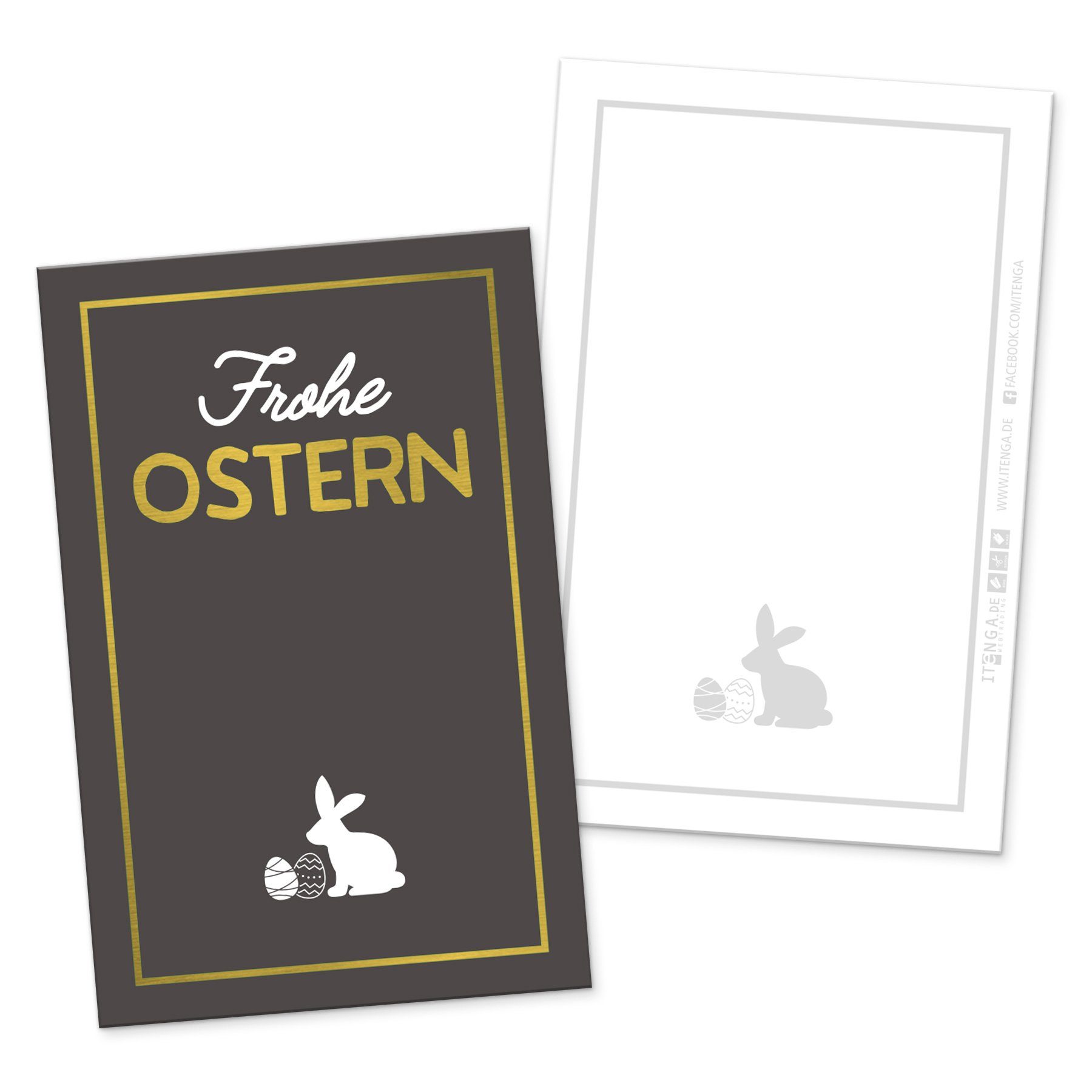 itenga Grußkarten itenga 24 x Geschenkekarten Frohe Ostern dunkelgrau weiß gold in Visit