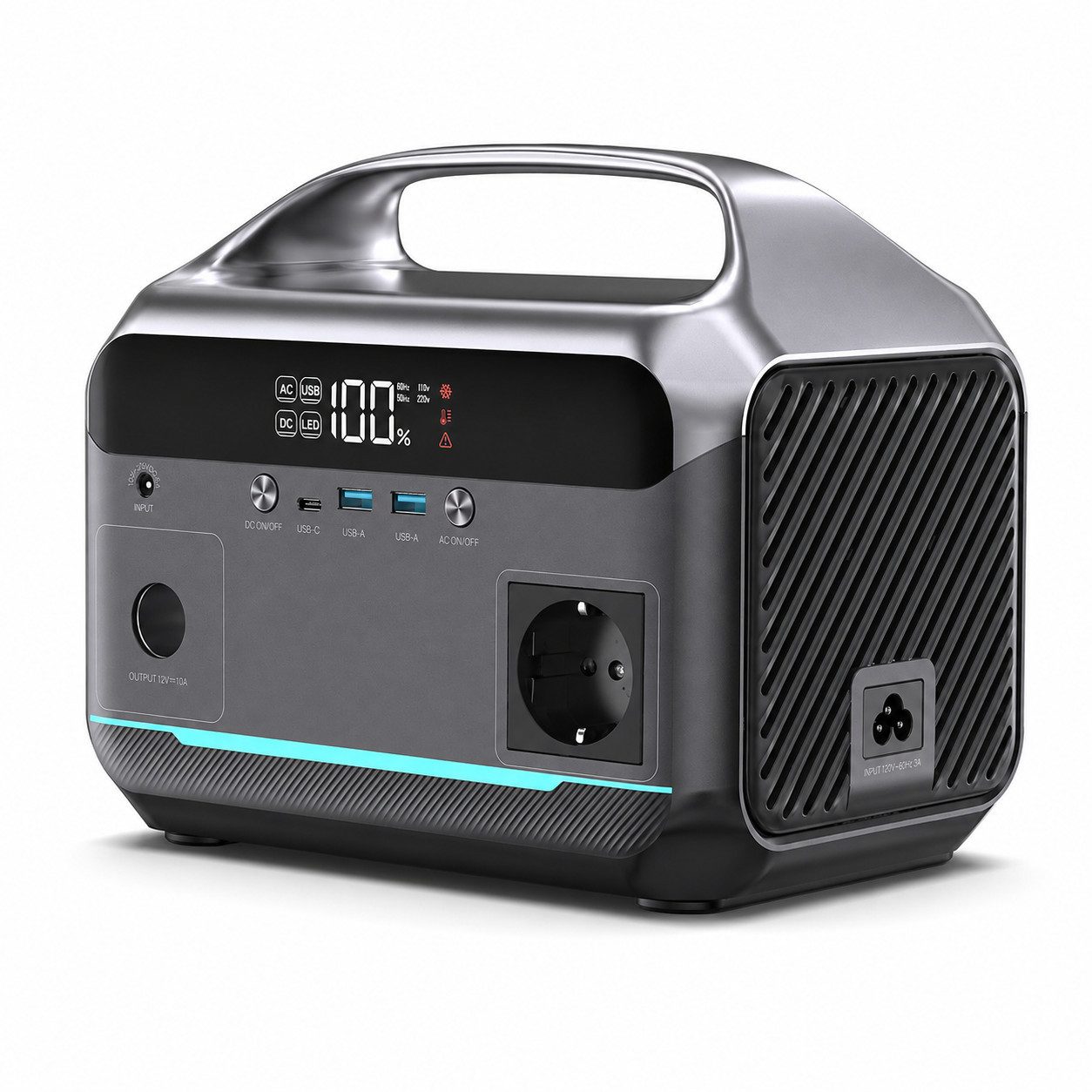 Goldstern-Tech Powerstation 288Wh Powerstation, 600W Ausgangsleistung, USB-C & Solarladung (12V - 28V V), Tragbare Powerstation 288Wh Akku, USB-C, Solarladung, LED-Licht 3,9 kg