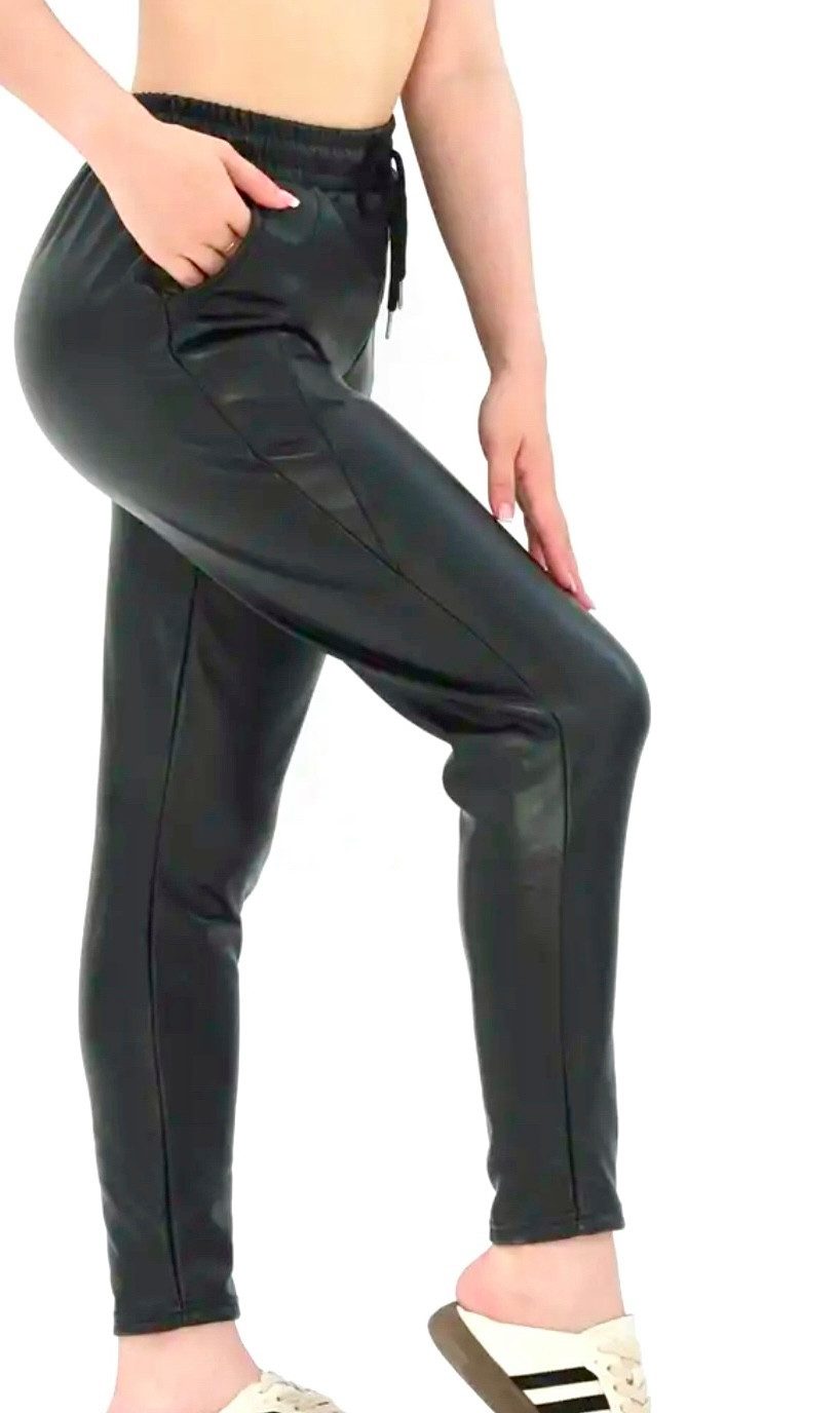 Sonderpostendiscount Leggings Damen Legging Schwarz mit Kordelzug und Taschen Modell PU22