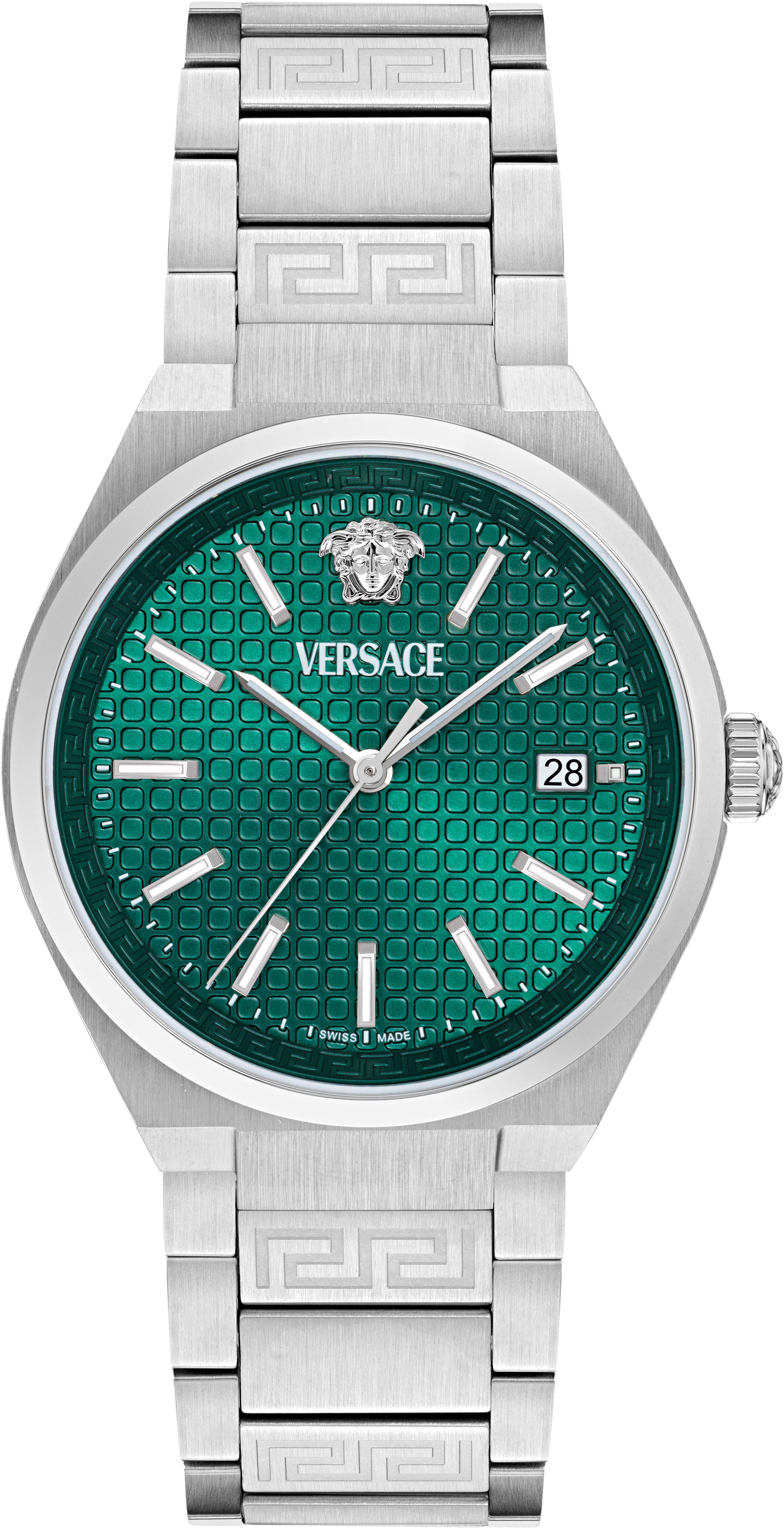 Versace Quarzuhr V-AURIA VE0F00125, Armbanduhr, Herrenuhr, Swiss Made, Edelstahlarmband, analog, Datum