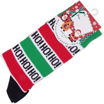 BRUBAKER Socken Herren Weihnachtssocken, EU41-45 Lustige Socken mit Weihnachtsmotiven (Ho! Ho! Ho!, 1-Paar, Männer Geschenk Weihnachten - One Size) Bunte Kuschelsocken für Weihnachtszeit Baumwolle