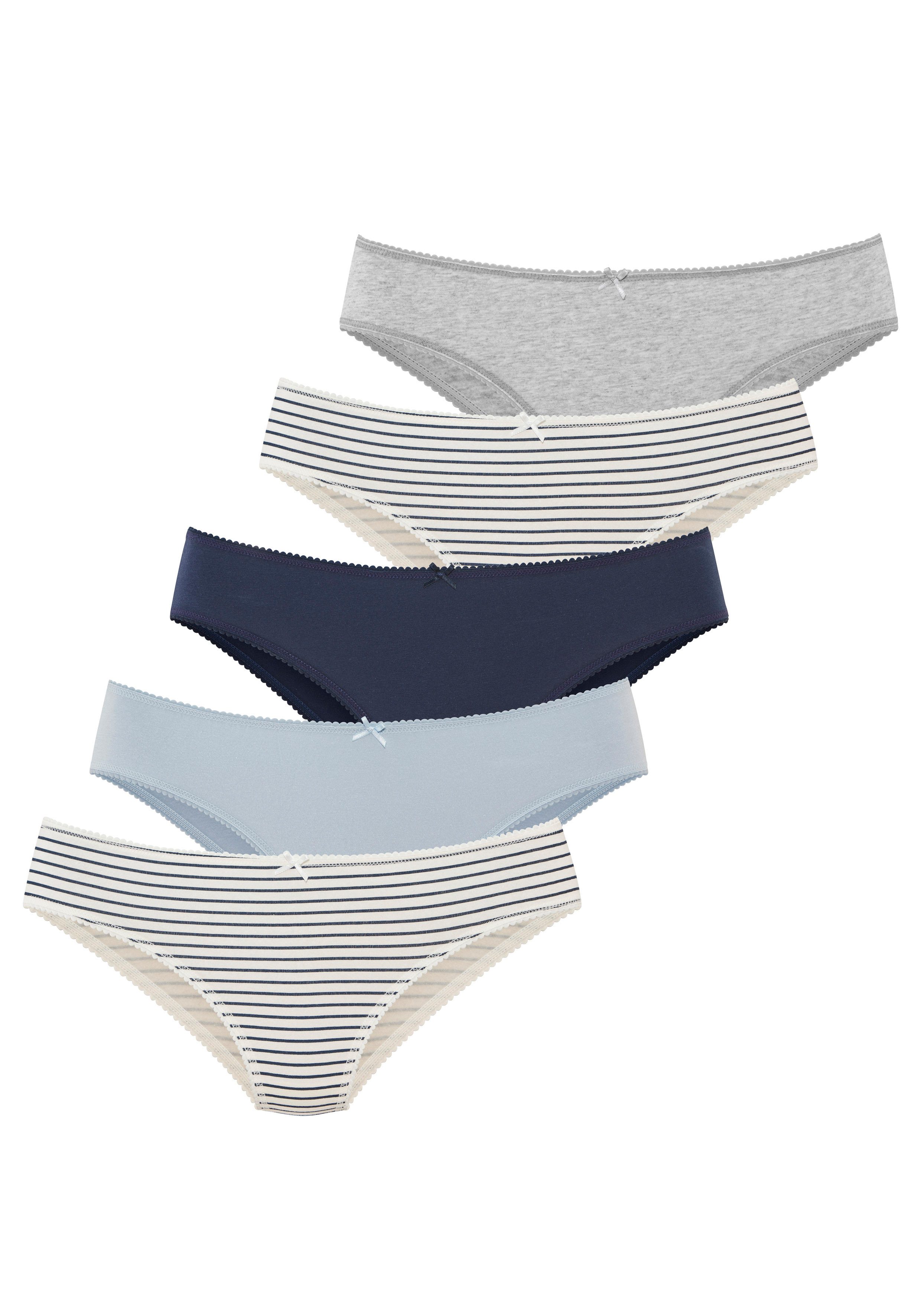 Vivance by Lascana Jazz-Pants Slips (5er Pack) mit kleiner Häkelkante, weiche Baumwollmischung