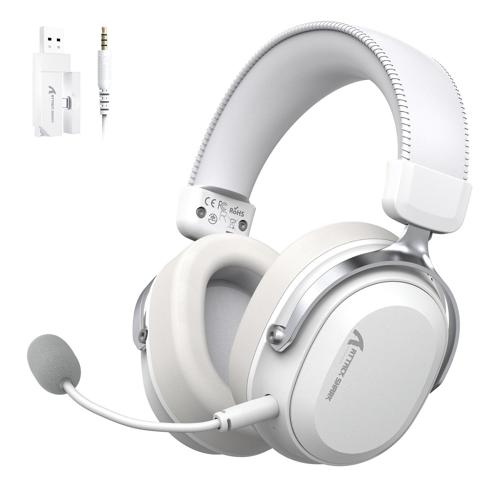 ATTACK SHARK L30PRO Kabelloses Gaming-Headset, 7.1-Sound, Tri-Modus, 50-mm-Treiber Gaming-Headset (Bluetooth, EQ,abnehmbares Mikrofon mit Rauschunterdrückung,integriertes Mikrofon)