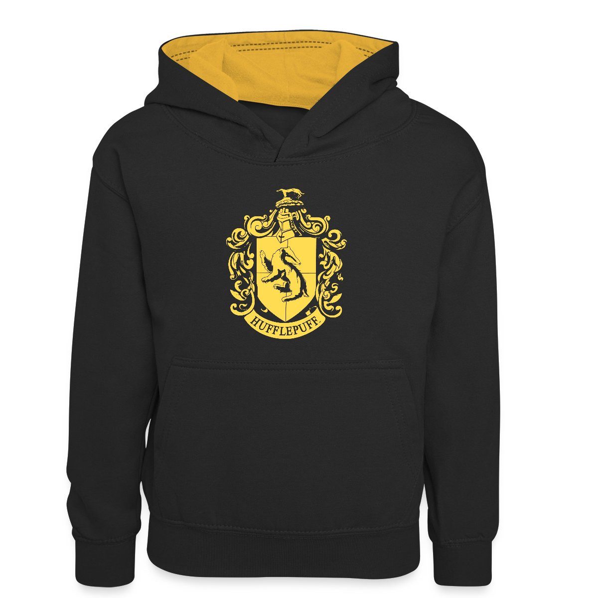Hoodie Harry Potter Hufflepuff Wappen Kinder Kontrast-Hoodie
