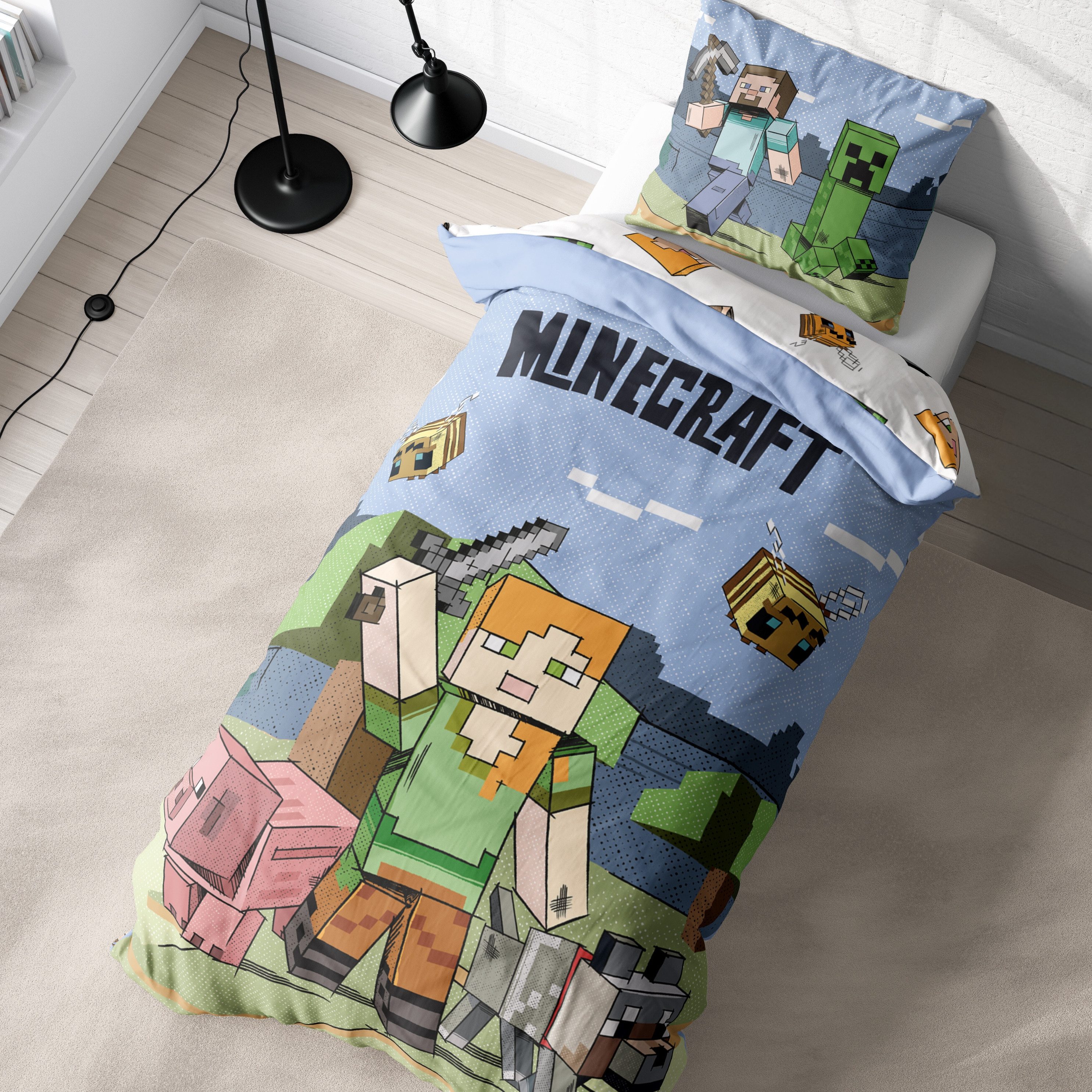 MTOnlinehandel Kinderbettwäsche Minecraft Steve & Alex, Geschenk für Gamer, günstig online kaufen