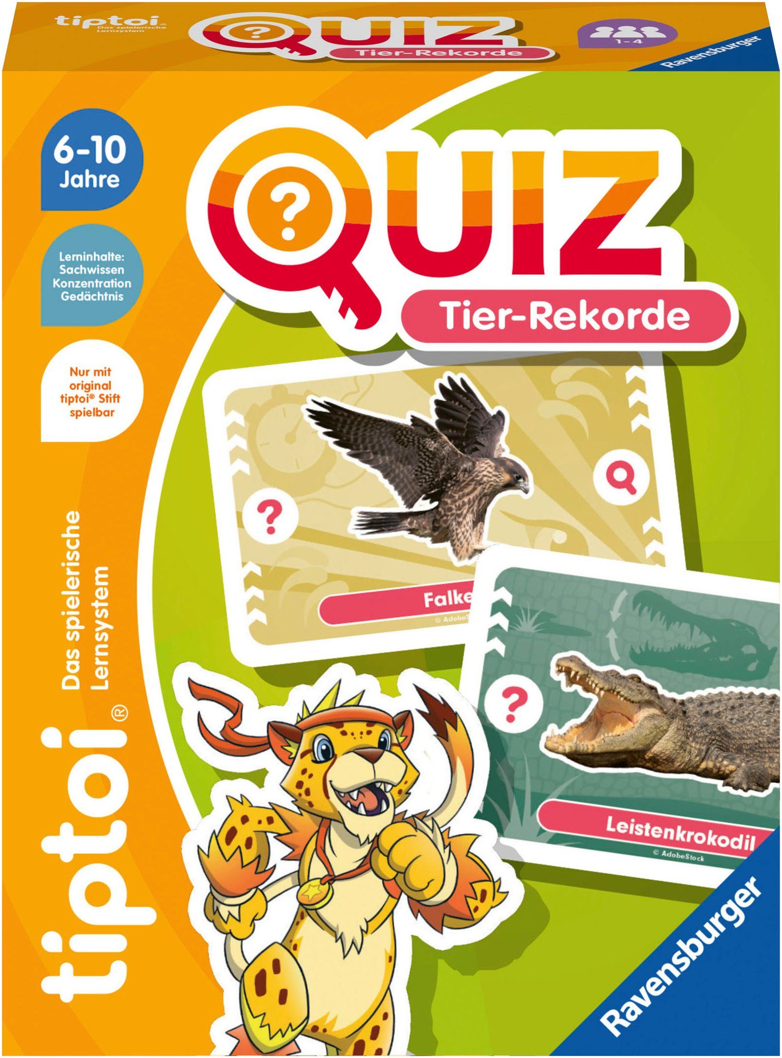 Ravensburger Spiel, tiptoi® Quiz Tier-Rekorde, Made in Europe, FSC® - schützt Wald - weltweit