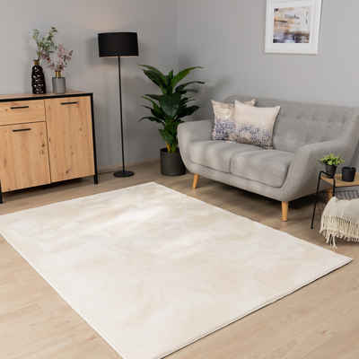 Teppich Esszimmer Kurzflor Waschbar Uni Design Teppich, Paco Home, Rechteckig, Höhe: 14 mm