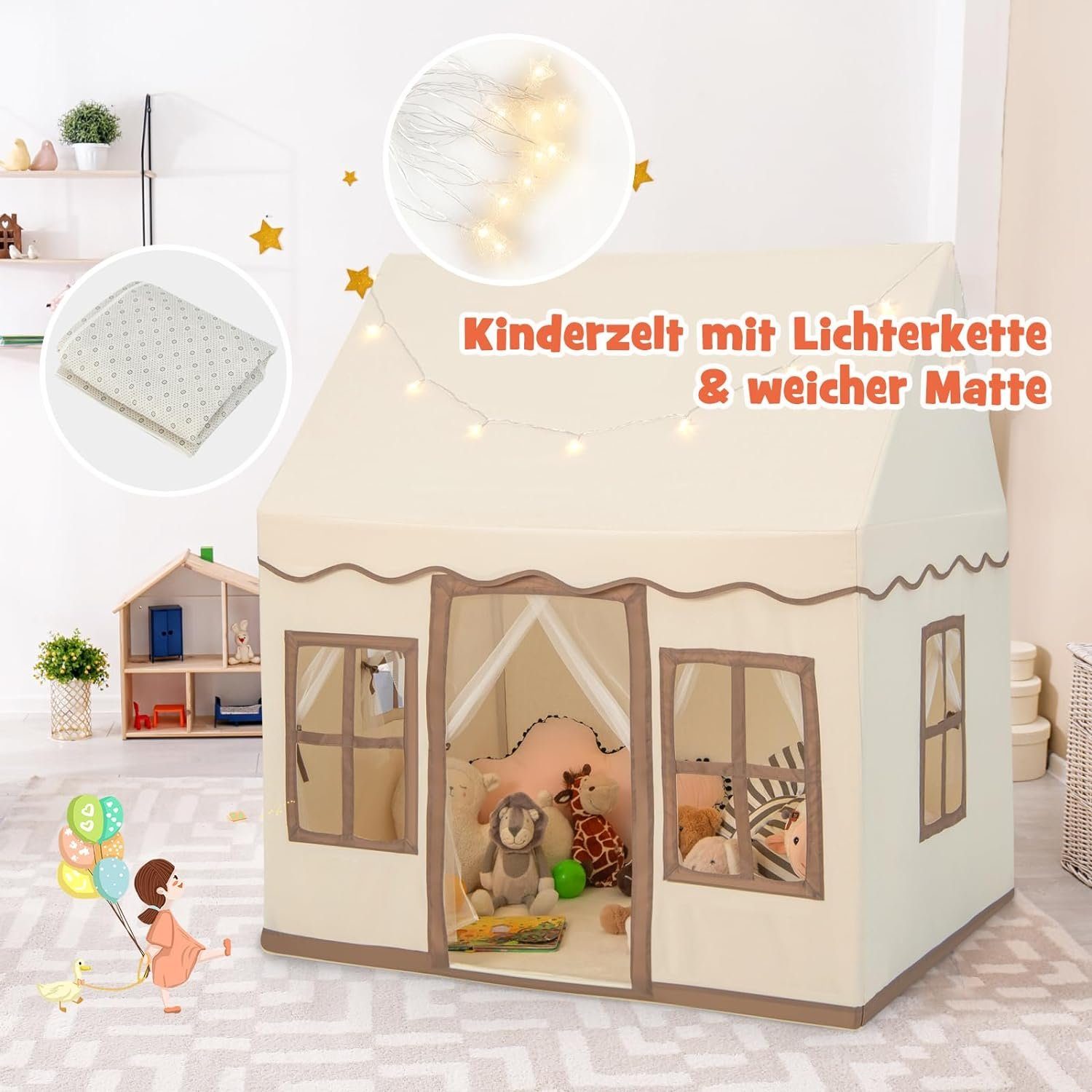 KOMFOTTEU Spielzelt Kinder mit Sternenlichtern & günstig online kaufen