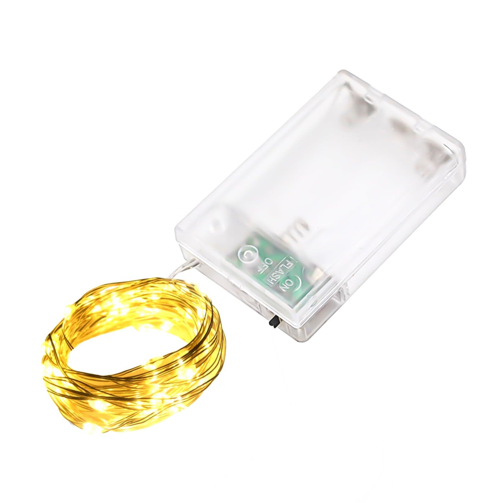 LQWELL LED-Lichterkette 2/3/5/10M, Micro Lichterketten Batteriebetrieben,Kupferdraht, AA-Batterie, Warmweiß, 2 Modi für Weihnachten Hochzeit Party Wohndeko