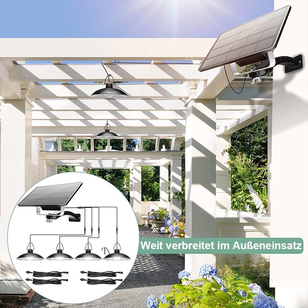 Rosnek LED Solarleuchte 1/2/3/4 Kopf, Solar-Pendelleuchten, für Shop Hof Garage Veranda, Weiß, 1 Solarmodul mit 1 Lampe, Tageslichtweiß, IP65 wasserdicht, LED-Schuppen-Leuchten