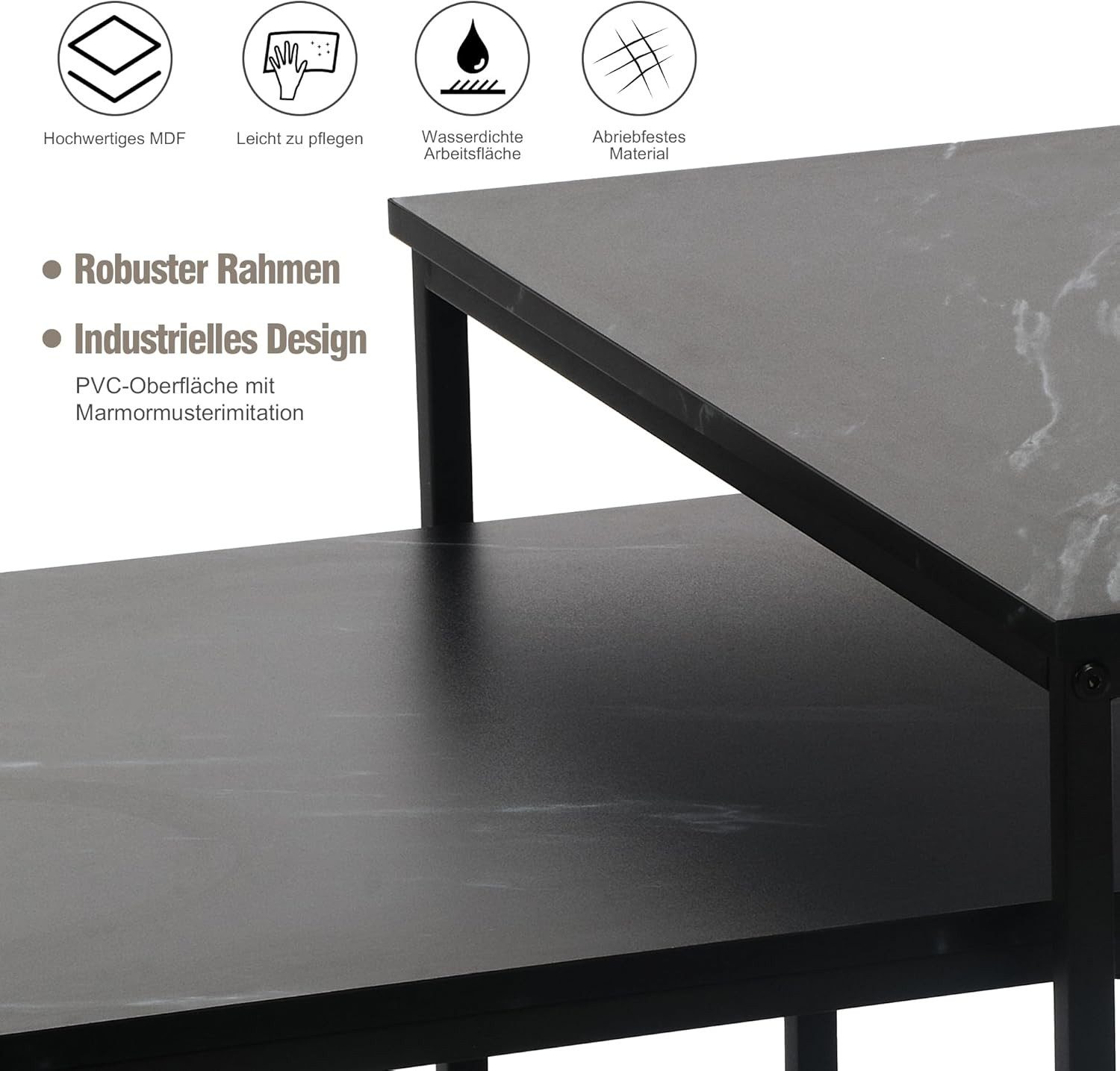 KAHOO Couchtisch Couchtisch, Moderne Wohnzimmertisch, Beistelltisch 2er Set