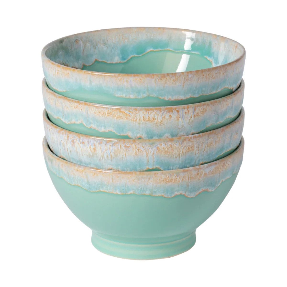 Costa Nova Müslischüssel Latte Grespresso, Aqua (Hellblau), 550 ml, Keramik, (Geschenkset, 4-tlg), Perfekte Größe: Ø ca. 14,5 cm, Höhe ca. 8 cm, Füllmenge 550 ml