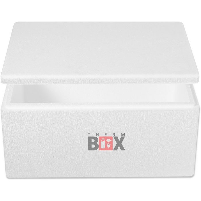 THERM-BOX Thermobehälter Styroporbox 28W Styropor-Verdichtet (0-tlg. Box mit Deckel im Karton) Thermobox für Essen & Getränke Kühlbox Warmhaltebox Innen: 49x29 5x20cm 28 91 Liter Wiederverwendbar