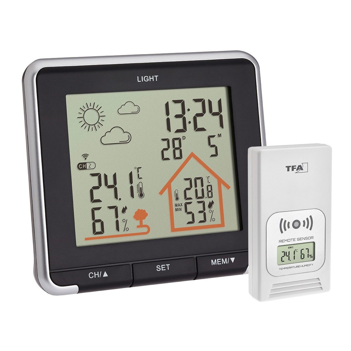 TFA Dostmann Funk-Wetterstation LIFE mit Außensender und Sensor-Touch Funkwetterstation (Sensor-Touch Bedienung, Hintergrundbeleuchtung)