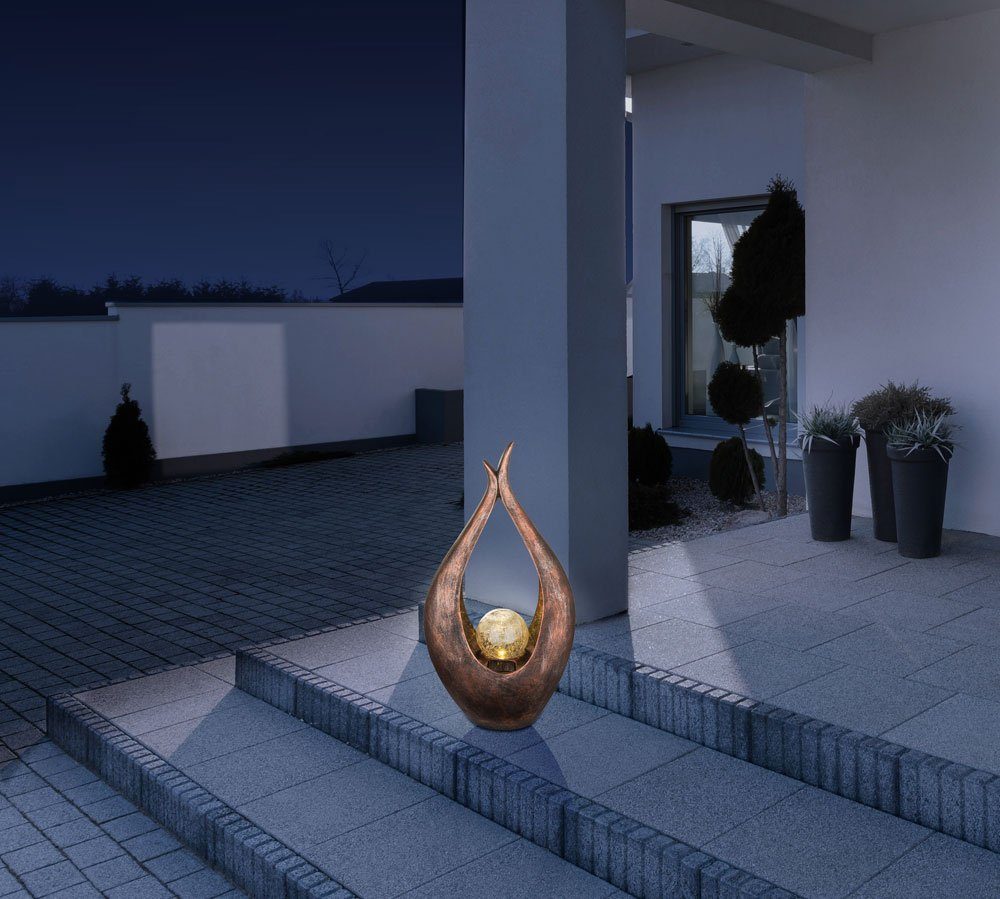 Globo LED Solarleuchte, LED-Leuchtmittel fest Gartenlampe LED verbaut, Set Außenlampe 2er Solarlampe Mondsichel Skulptur Deko