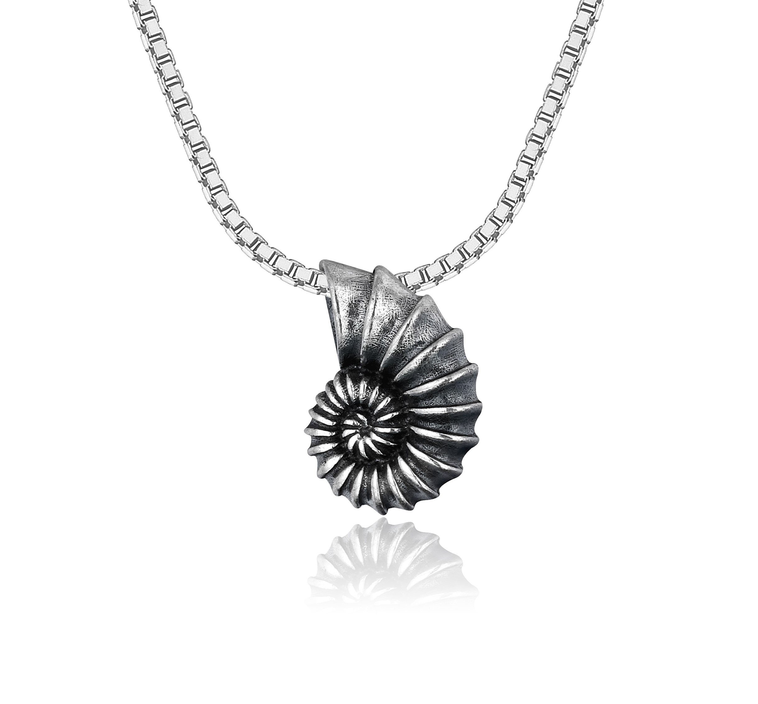NAHLE Kette mit Anhänger Muschel Silber Halskette Muschelhalskette (2-tlg., inkl. Schmuckbox), 925 Silber Anhänger - rhodiniert
