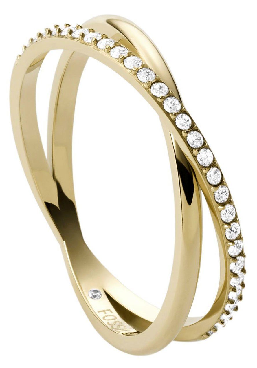 Fossil Fingerring Schmuck Geschenk Edelstahl Ring ALL STACKED UP, Mit Zirkonia (synth)