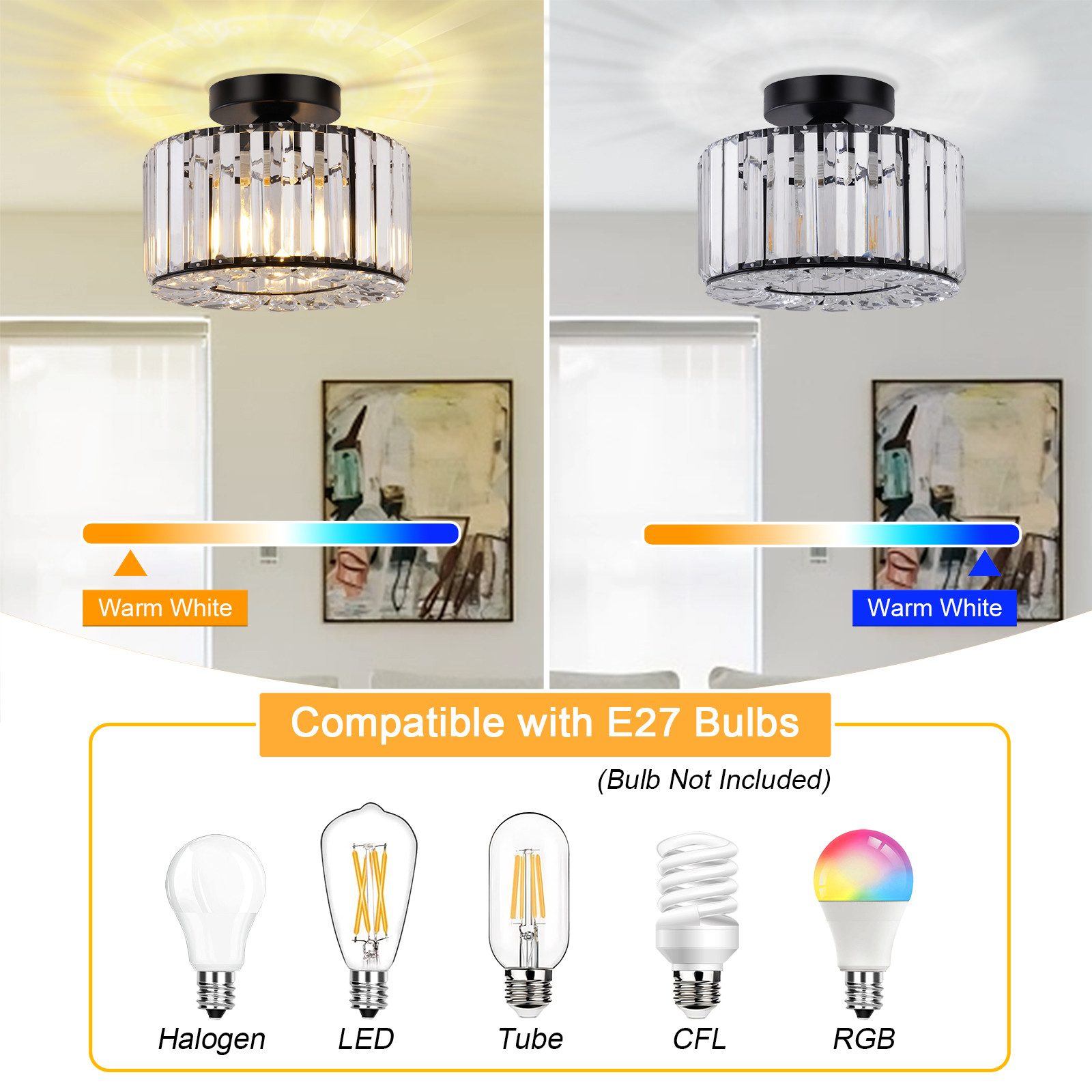 POPOLIC Deckenleuchte Pendelleuchte, Moderne Kristall Kronleuchter mit Glas günstig online kaufen