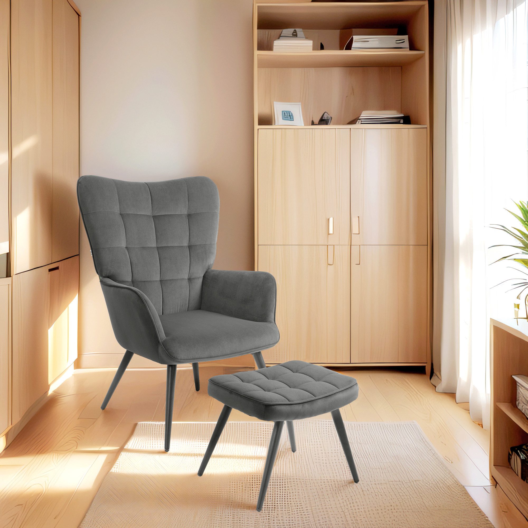 HOMCOM Relaxsessel Polstersessel mit Samtoptik (Esszimmerstuhl, günstig online kaufen