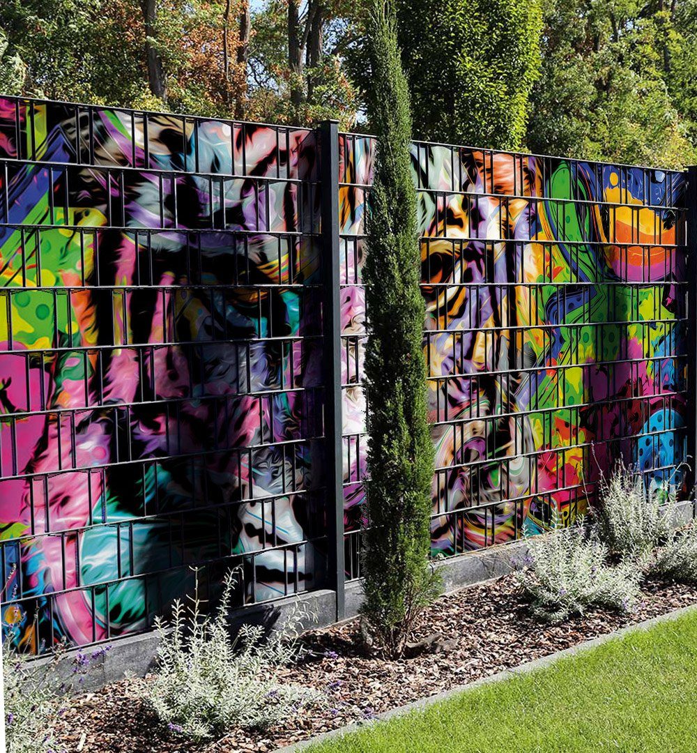 Thumbnail - MyMaxxi Sichtschutzstreifen Sichtschutzstreifen Tiger Graffiti Sichtschutz Garten Zaun, (Tiger Graffiti)