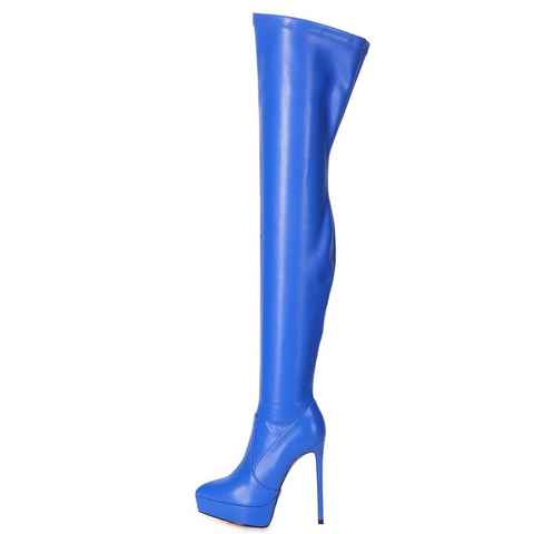 Giaro Giaro SPIRE Blau Blue Matte Stiefel Kniestiefel Lederstiefel Overkneestiefel Vegan