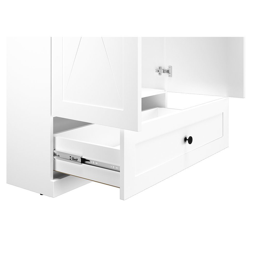 Lomadox Garderobenschrank LEESTON-131 Nb. Landhaus matt Lefkas Design im cm mit 92/200/54 Eiche weiß