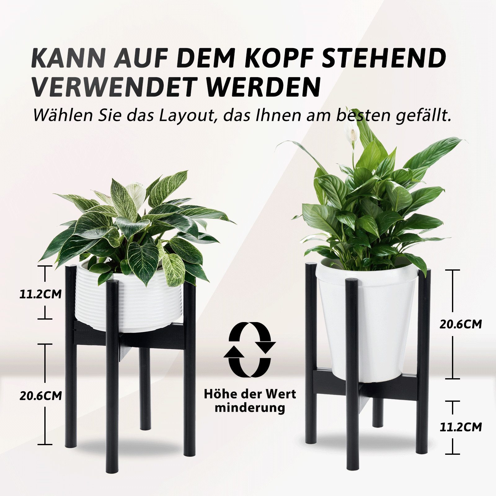 Bamworld Blumenständer Blumenhocker, Pflanzenhocker, Höhenverstellbar & Kippsicher (1 St), für verschiedene Blumentöpfe, höhe 37 cm