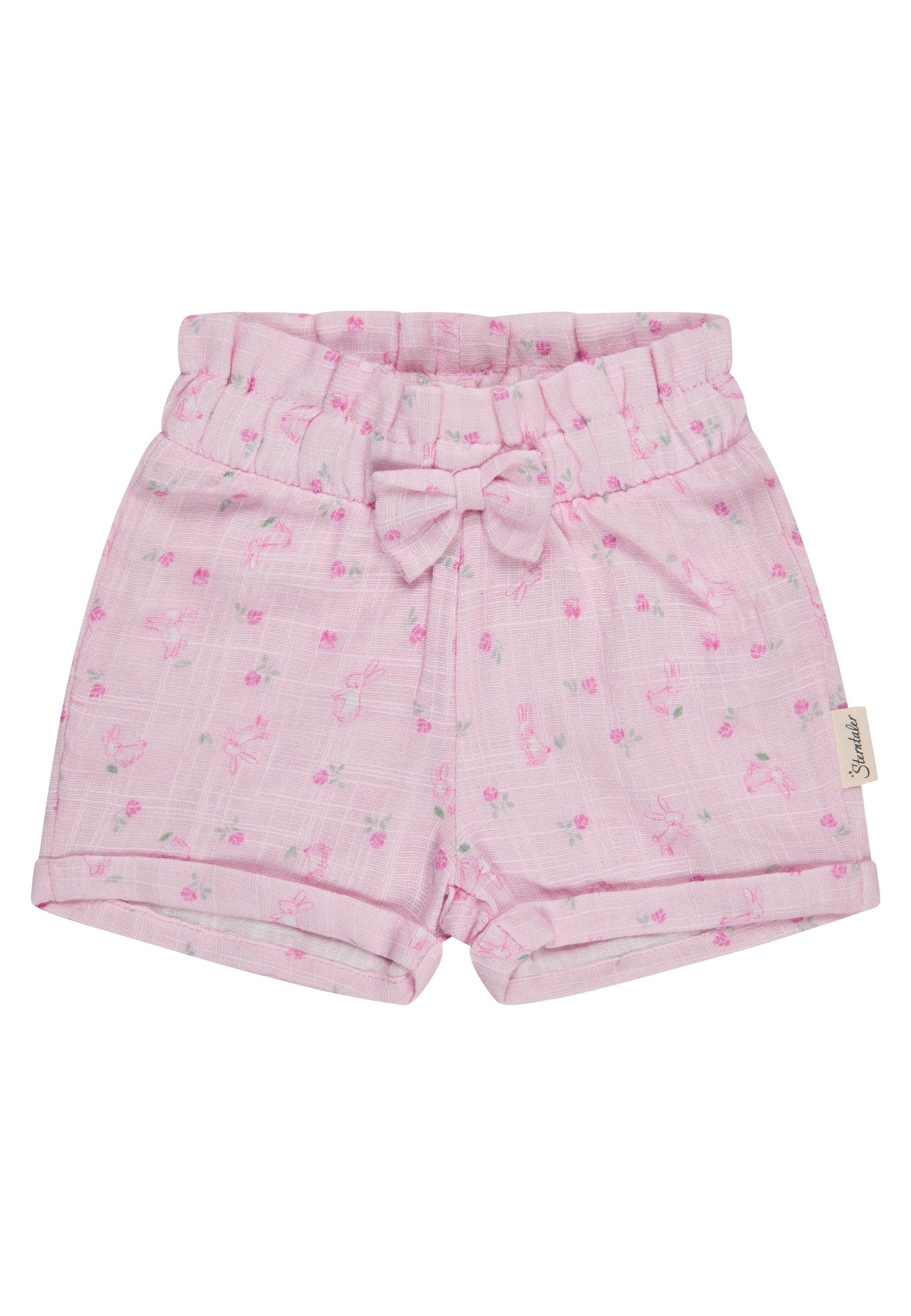 Sterntaler® Shorts Shorts Leinenoptik (1-tlg) Shorts, Leinenoptik mit Hasenprint, elastisches Bündchen, Schleife