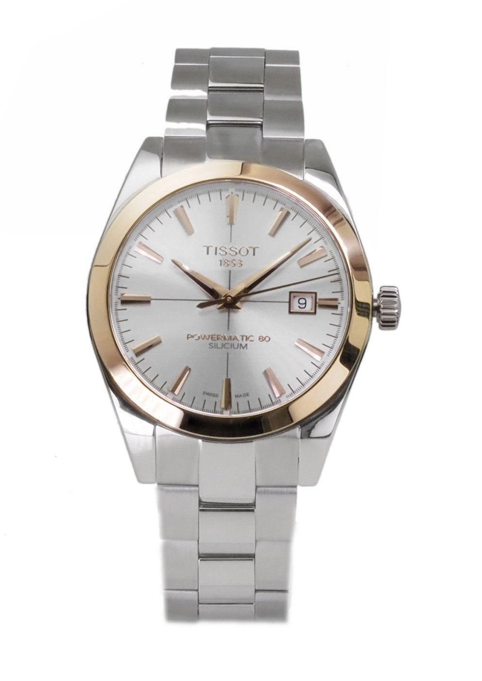 Tissot Automatikuhr Tissot Herren Automatik Uhr Gentleman Powermatic 80 Silicium T92740741, (Rosegold)