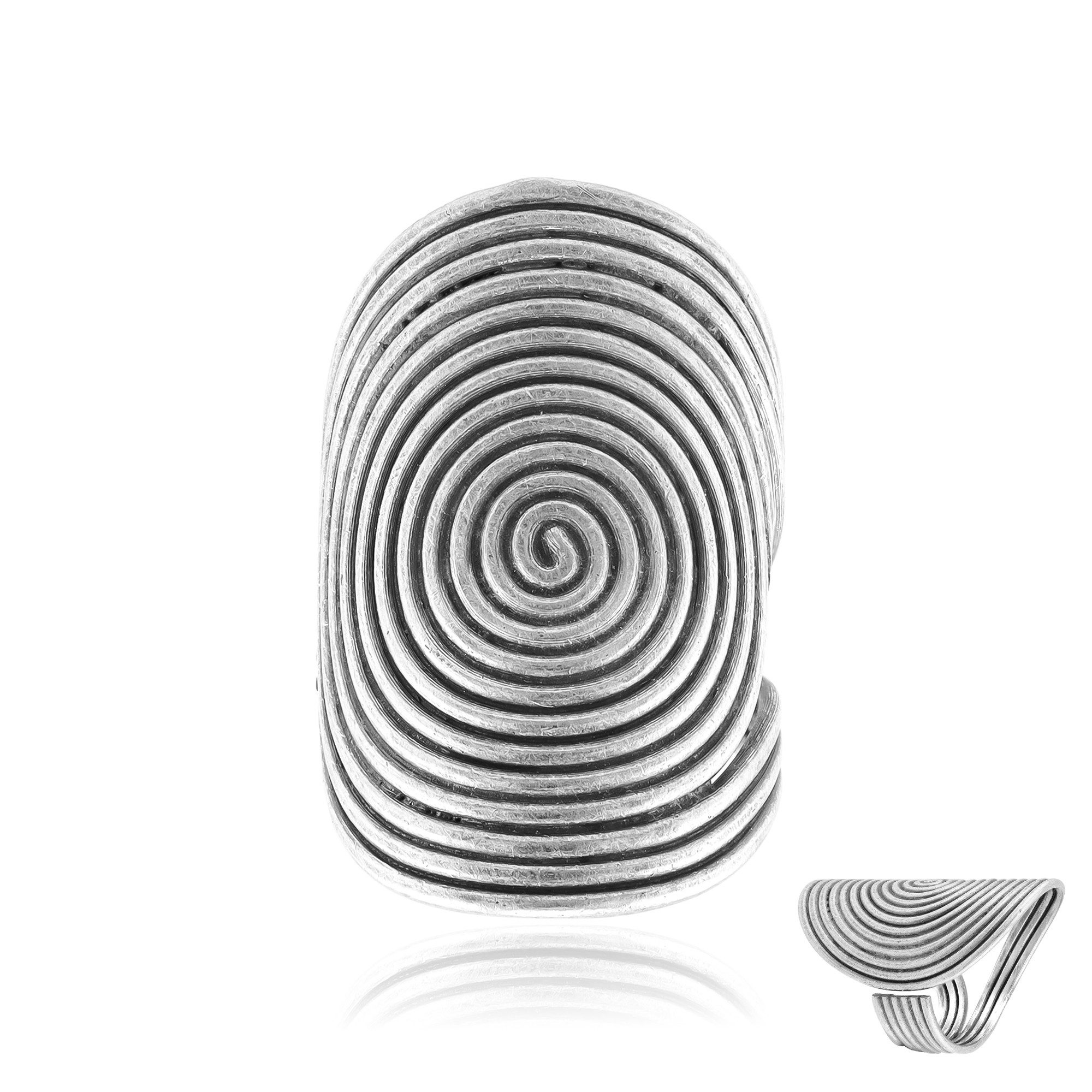 Silberring 925 Sterling Silberring, modern mit Spiralmuster, 18x18 mm, unisex