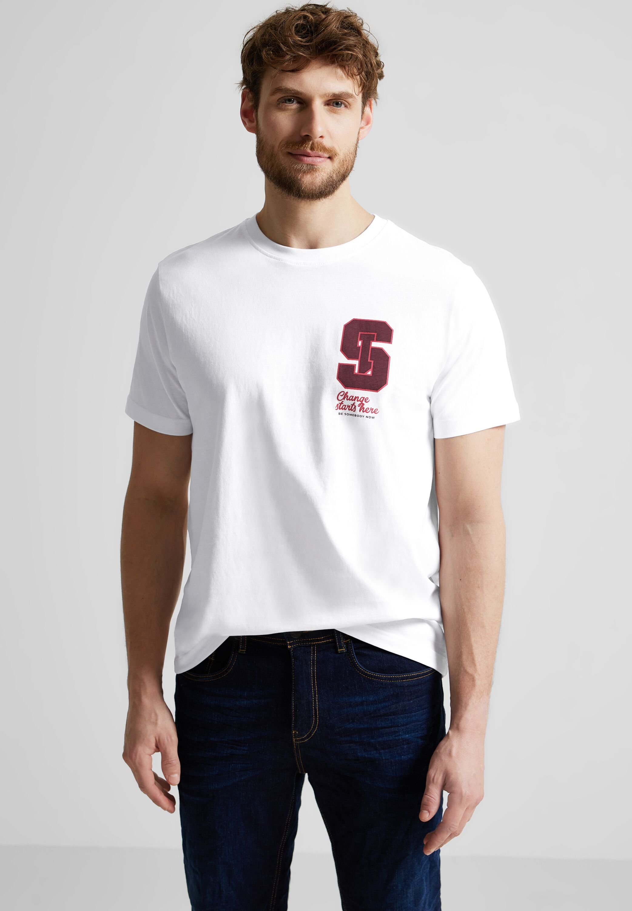 STREET ONE MEN T-Shirt aus reiner Baumwolle White | T-Shirts