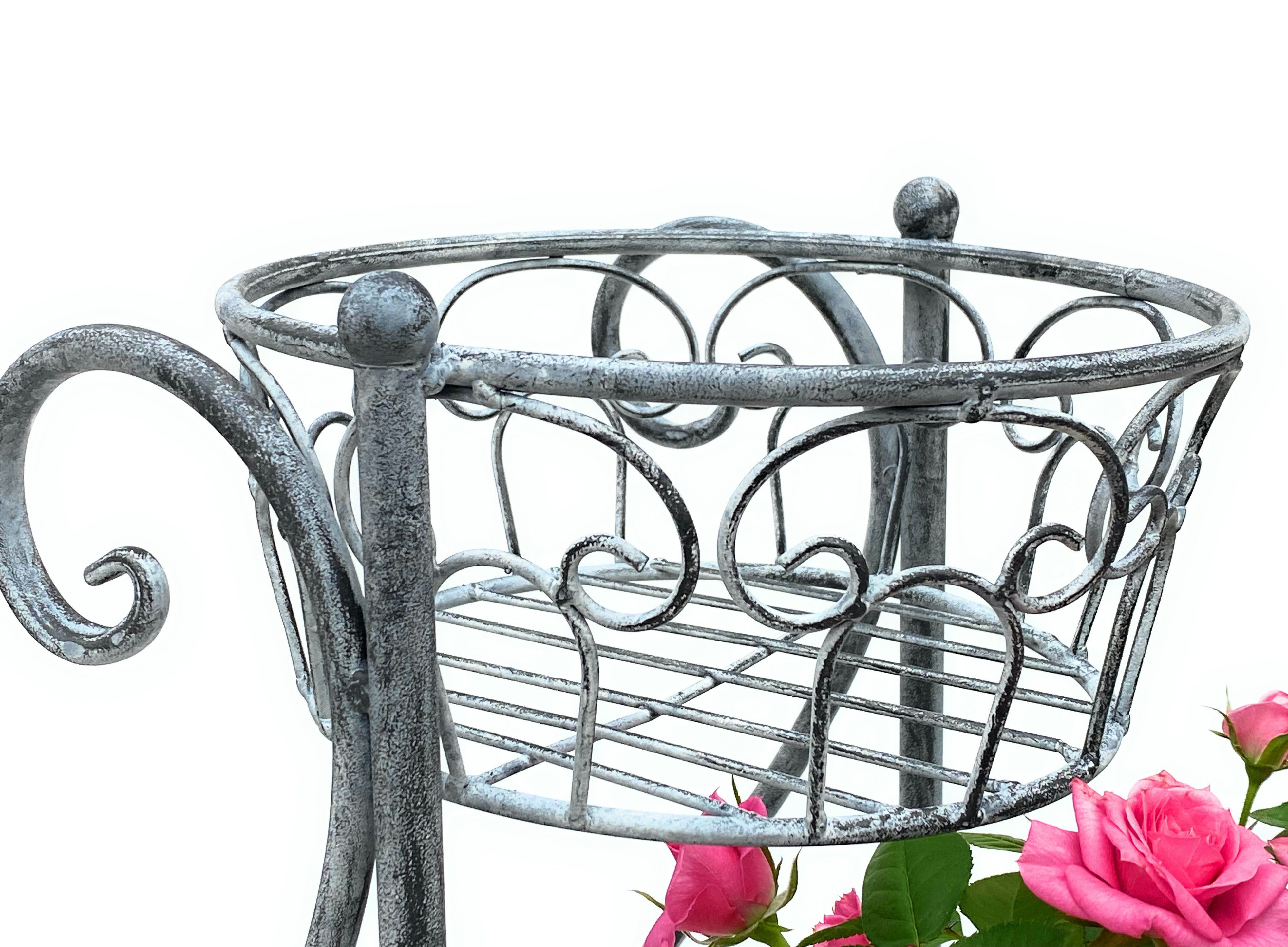 DanDiBo Blumenständer mit 3 Ablagen Blumentreppe Metall Grau 75 cm 96011 Blumensäule, Pflanzenständer Pflanzensäule Blumenhocker