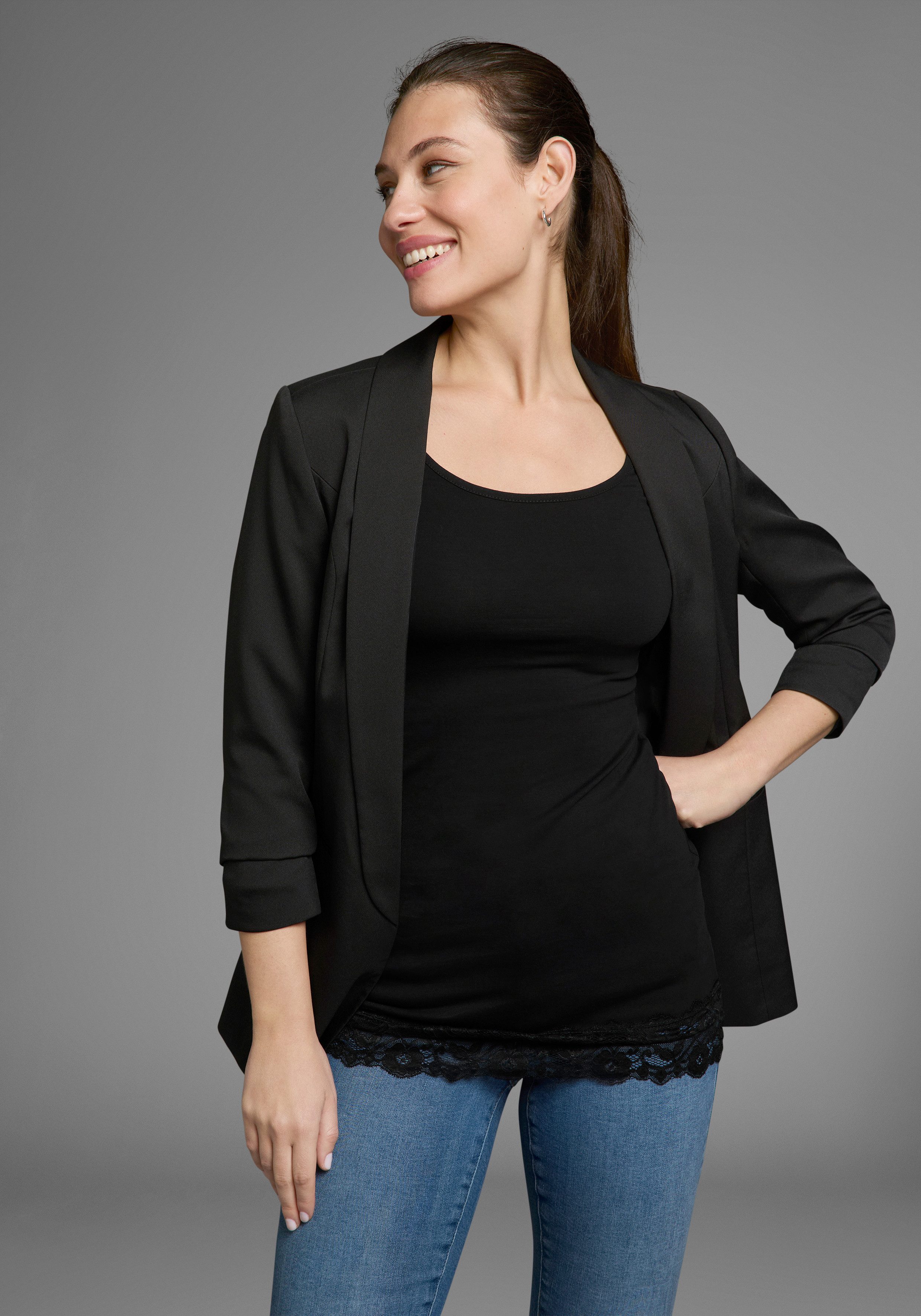 AJC Longshirt Langarm, figurbetonter Schnitt, unifarben, Rundhalsausschnitt günstig online kaufen