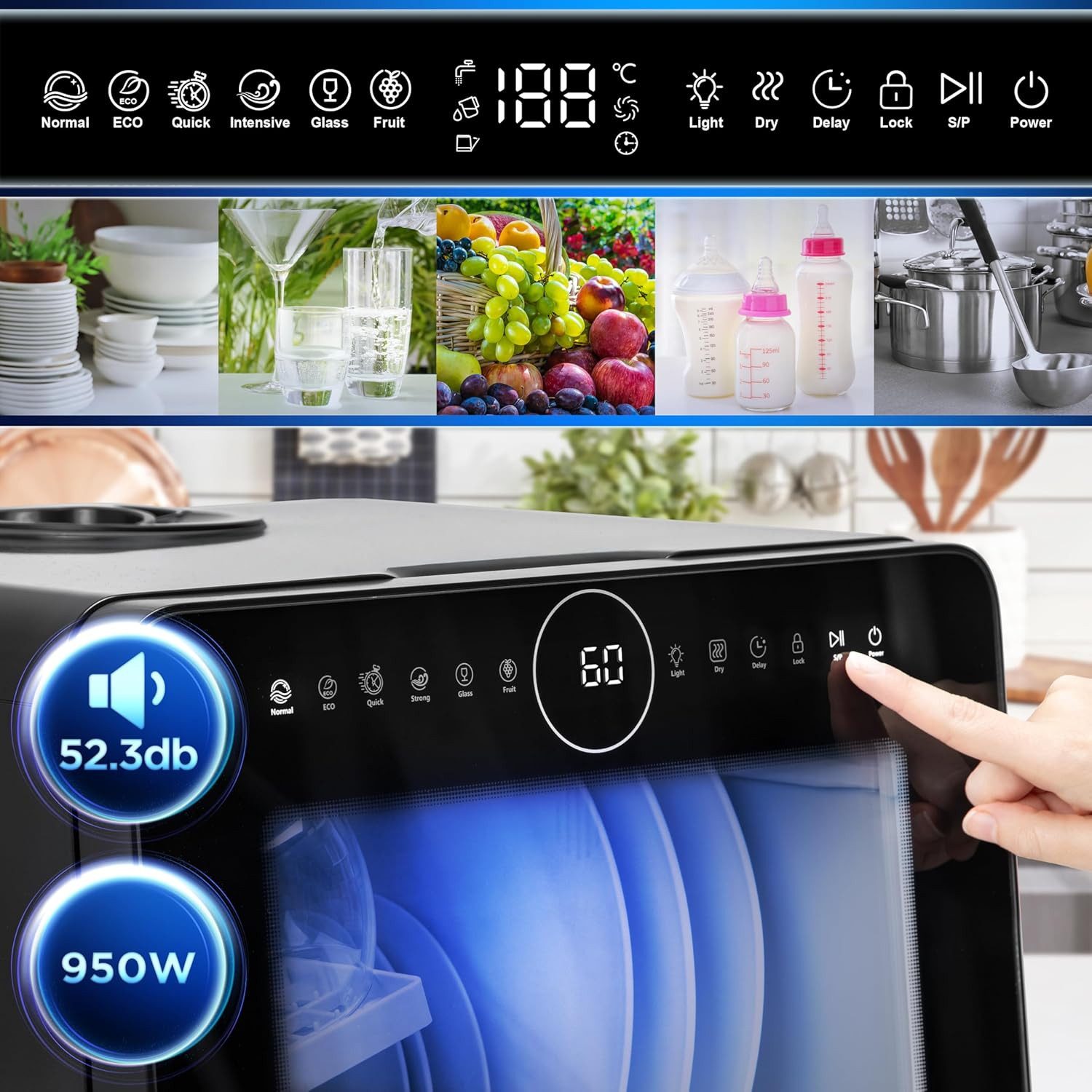 Duronic Tischgeschirrspüler DW5, BK Spülmaschine, Mini Geschirrspüler für bis 4 Personen – Bild 5 von 5