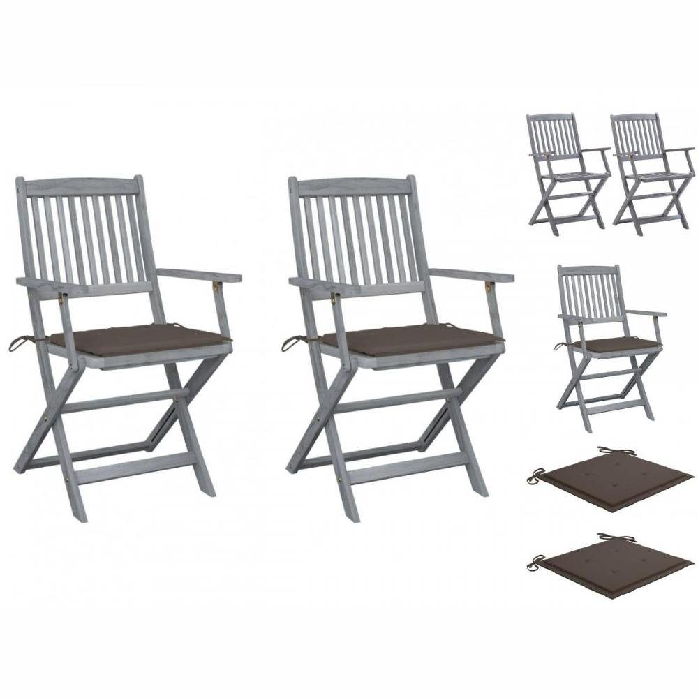 vidaXL Gartenstuhl Klappbare Gartenstühle 2 Stk mit Sitzkissen