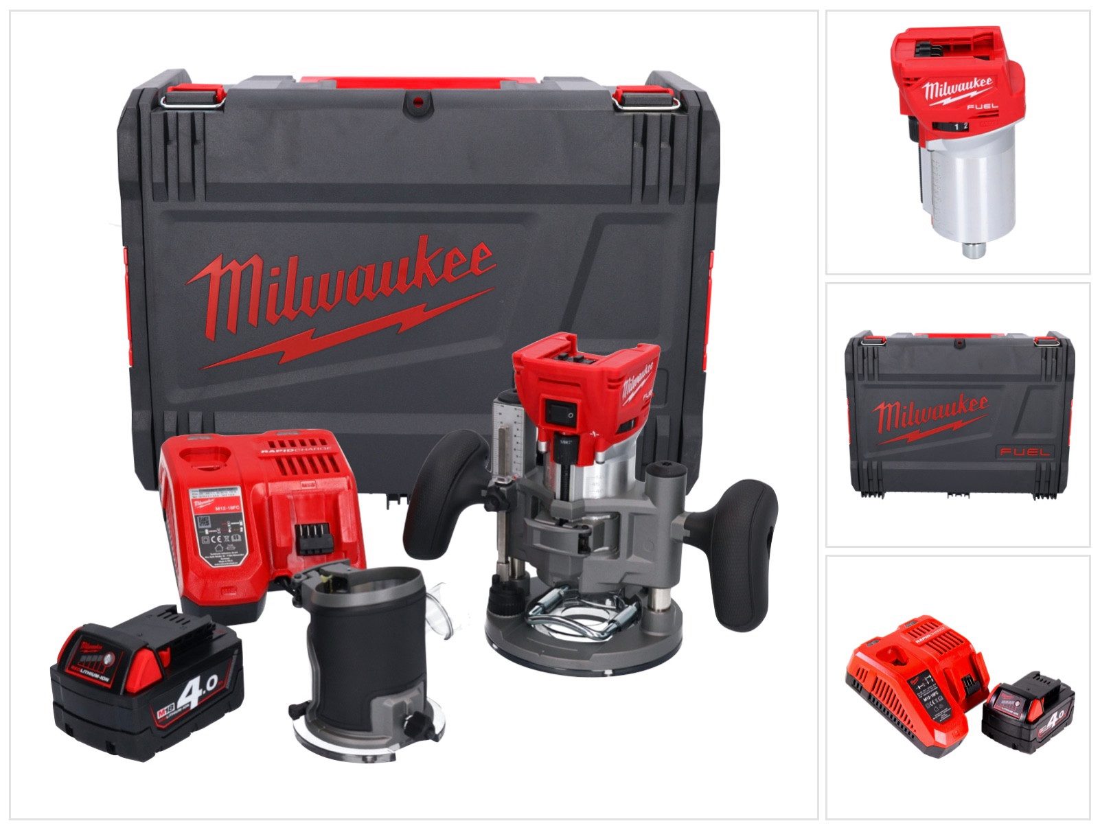Milwaukee Oberfräse M18 FTR-401X Akku Fräse 18 V Brushless + 1x Akku 4,0 Ah + Ladegerät +
