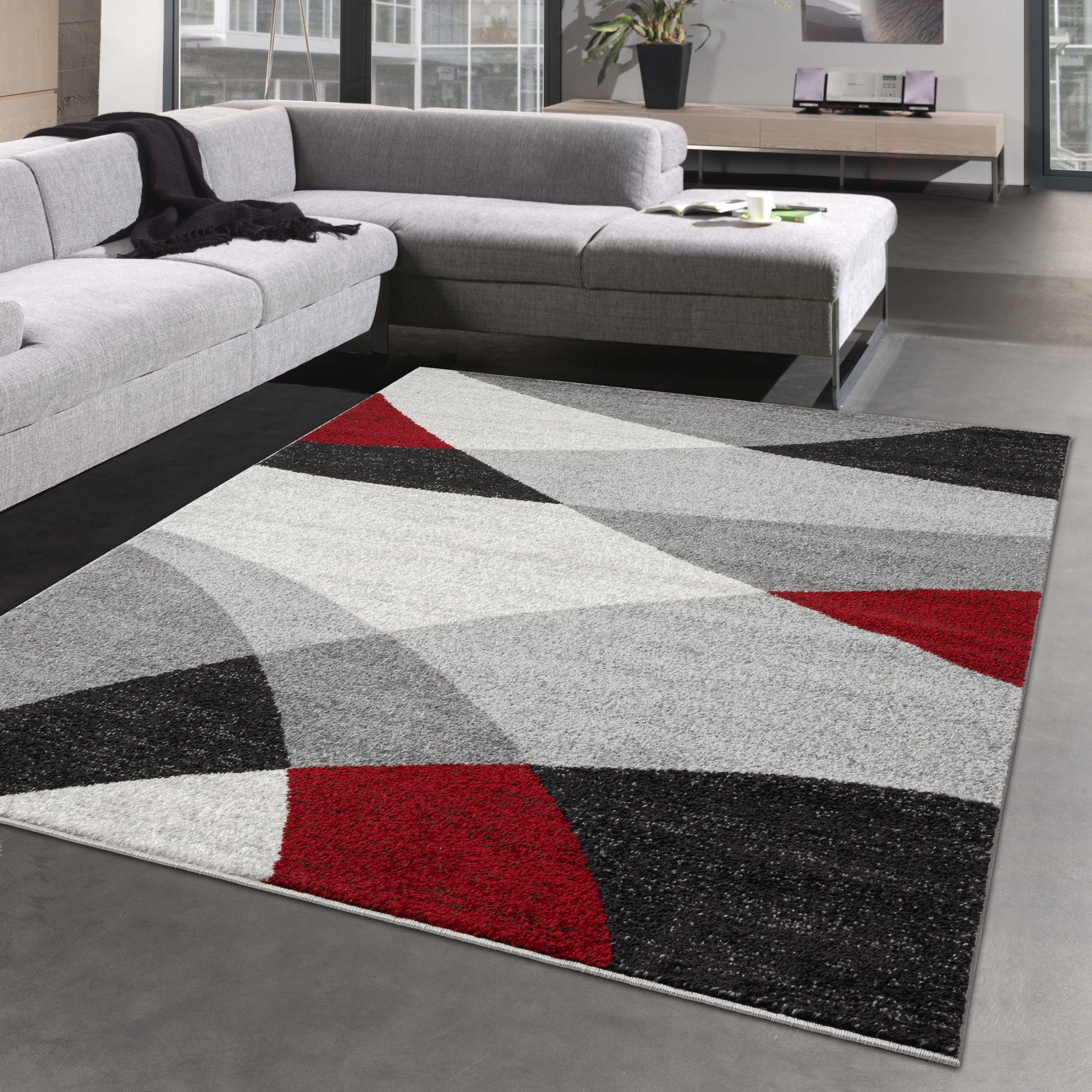 Carpetia Designteppich Modernes geometrisches Design, rechteckig, Höhe: 11 mm, pflegeleicht, strapazierfähig, für Fußbodenheizung geeignet