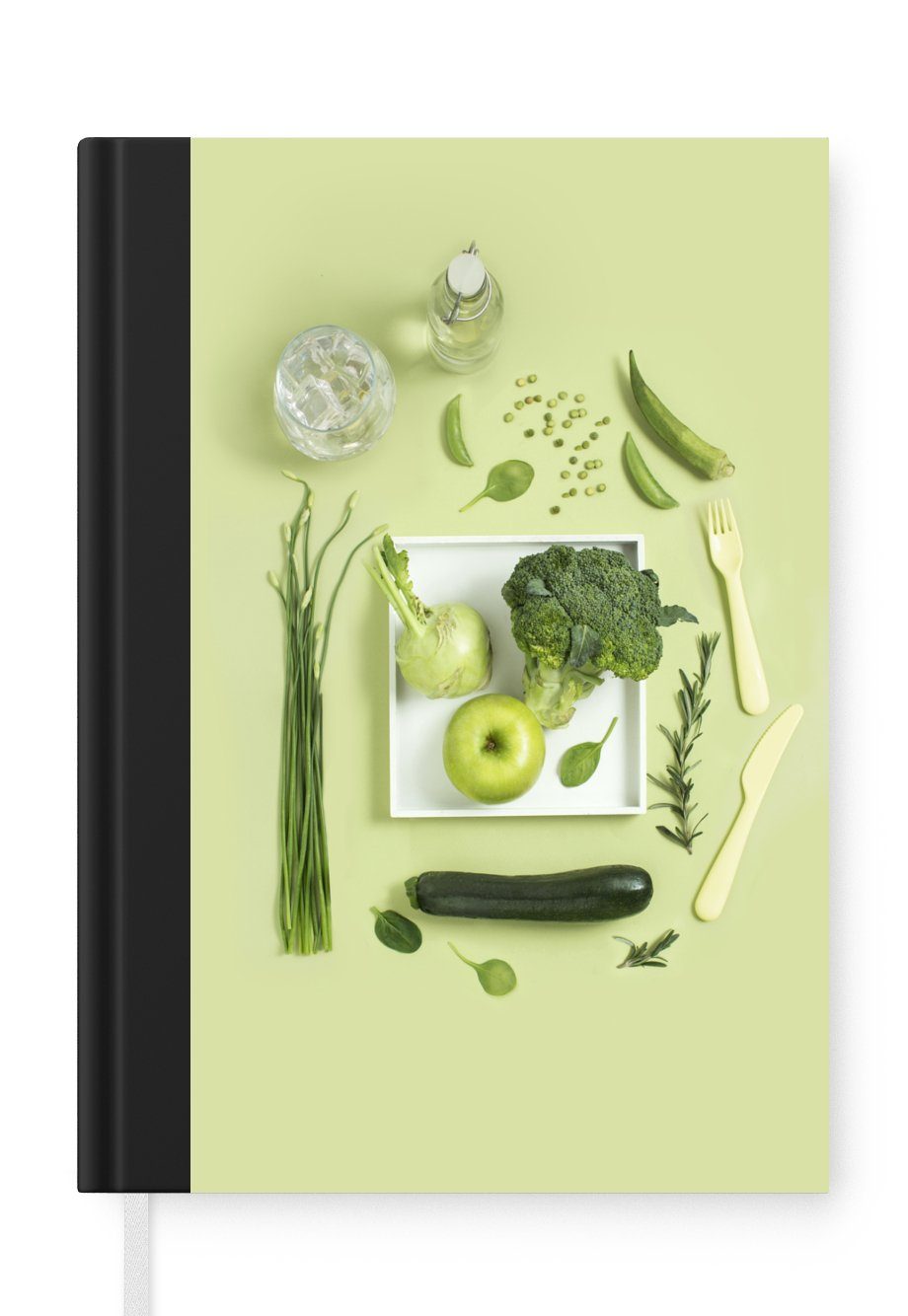 MuchoWow Notizbuch Obst und Gemüse in einem grünen Farbton, Journal, Merkzettel, Tagebuch, Notizheft, A5, 98 Seiten, Haushaltsbuch