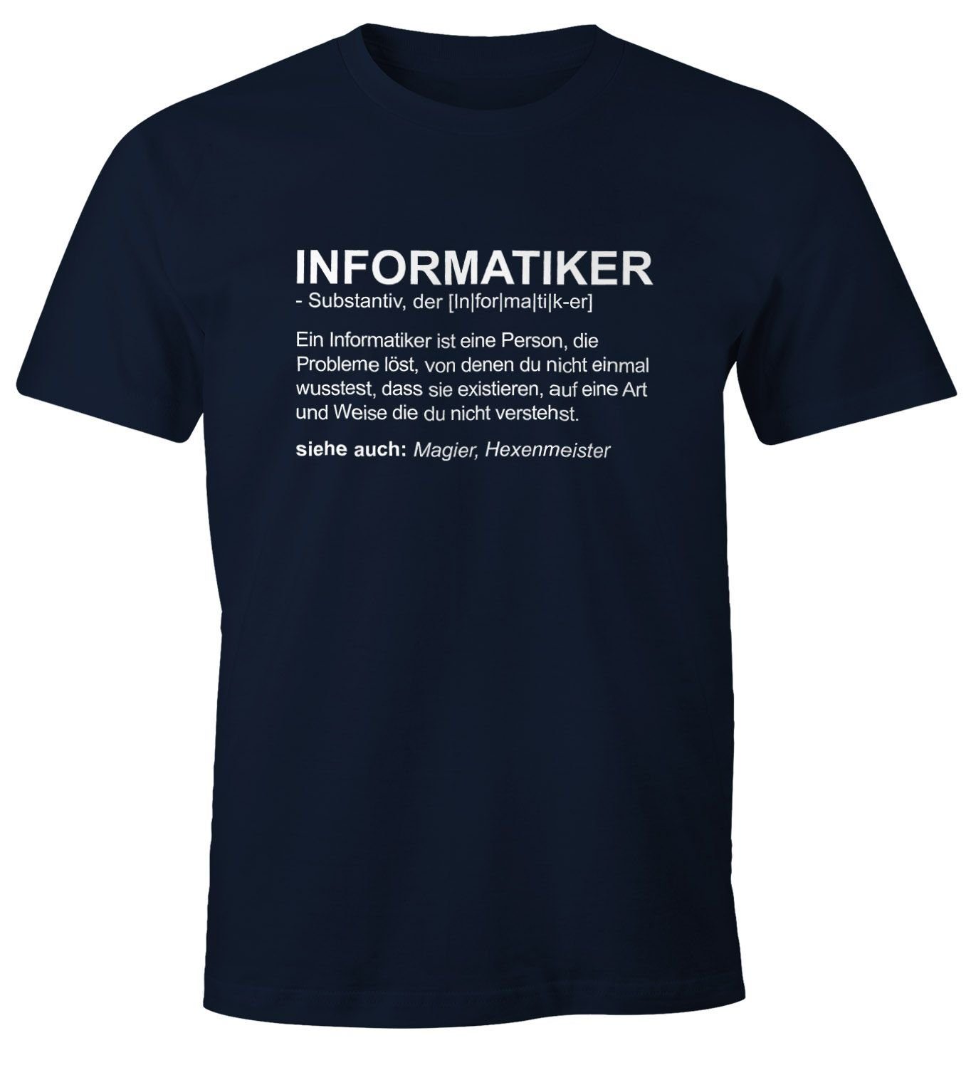 Moonworks® Fun-Shirt navy Print mit Definition Herren Informatiker MoonWorks T-Shirt Print-Shirt