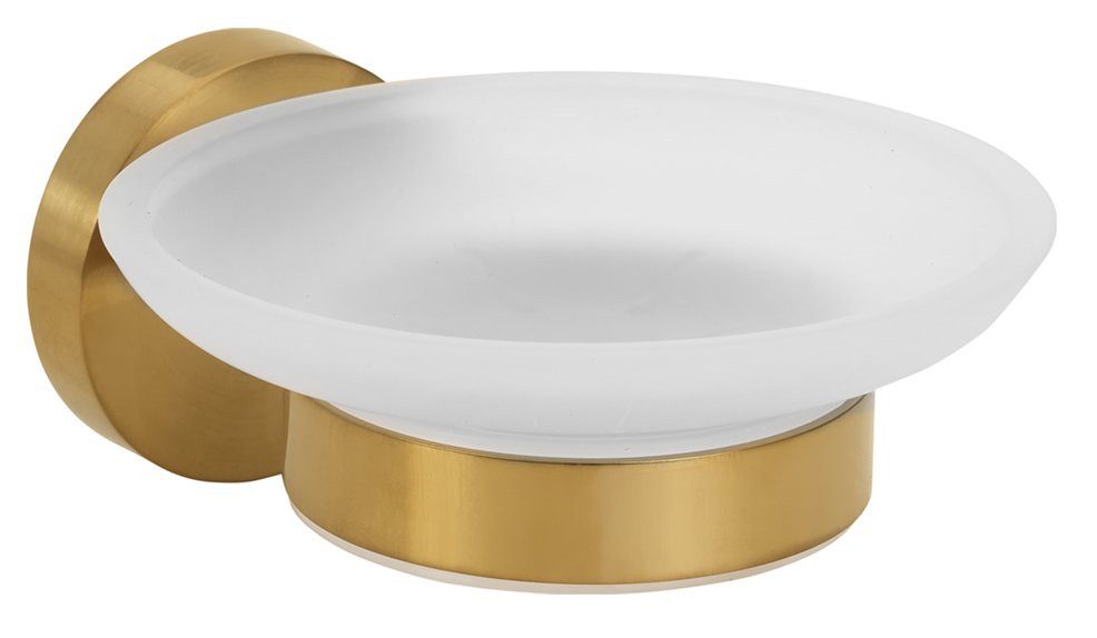 Sapho Seifenhalter X-ROUND GOLD Seifenschale, Milchglas, Gold matt, Breite: 11 cm, Sapho-XR803GB