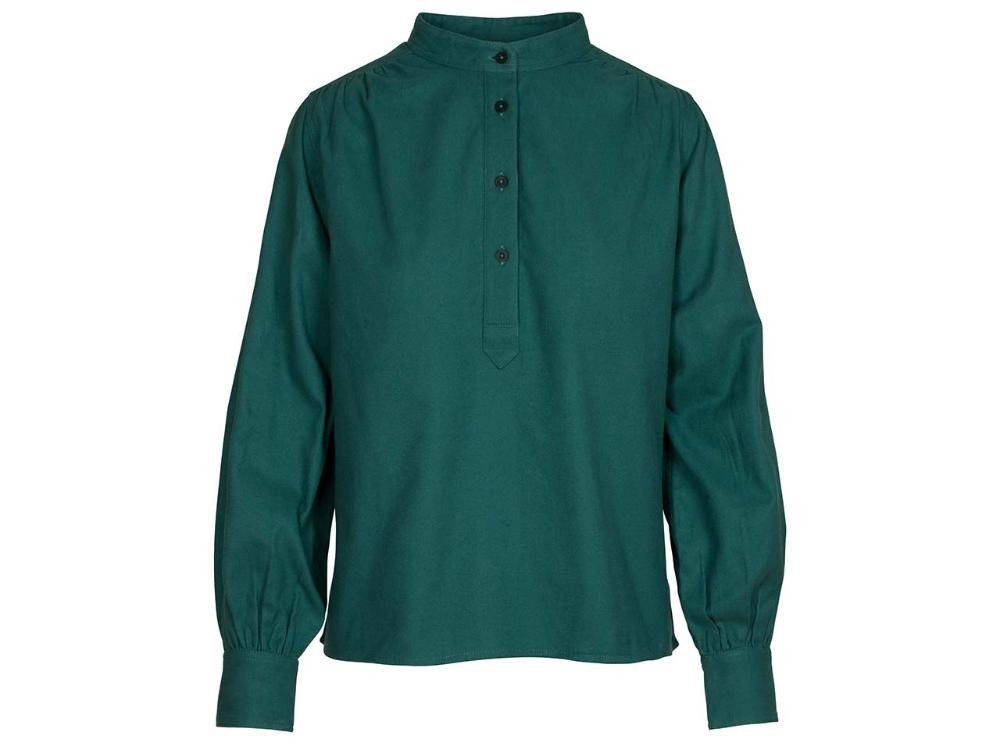 MELA Blusentop MELA Bio-Damen-Blusenshirt 'ANISHA' mit Stehkragen forest flannel