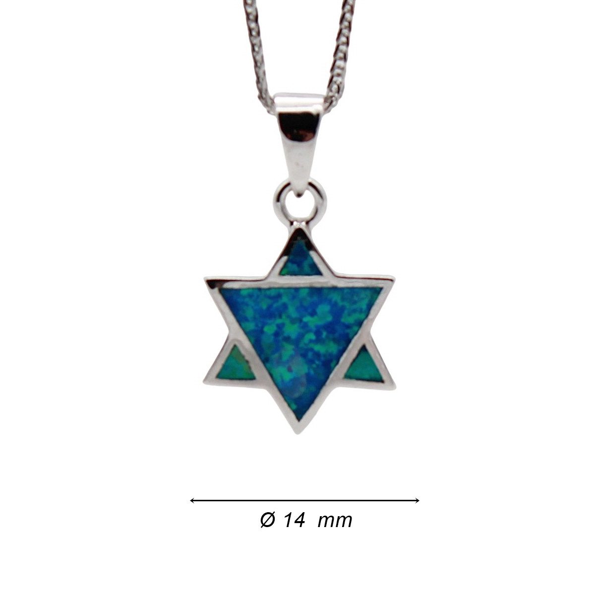 ELLAWIL Silberkette Kette mit Anhänger Halskette Schmuck Ankerkette Davidstern türkis (GESCHENKIDEE, Kettenlänge 45 cm, Sterlingsilber 925), inklusive Geschenkschachtel