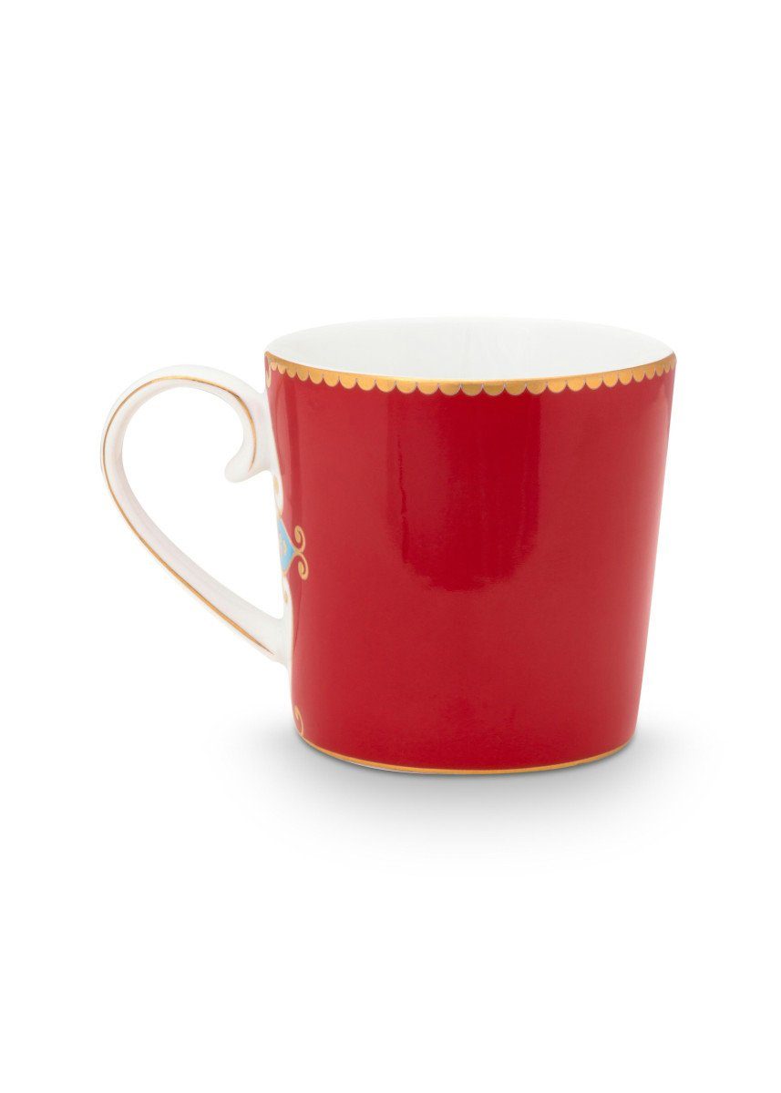 PiP Studio Tasse Love Birds Medaillon Tasse rot 150ml, Porzellan, Mug Small Love Birds Medallion Red 150ml